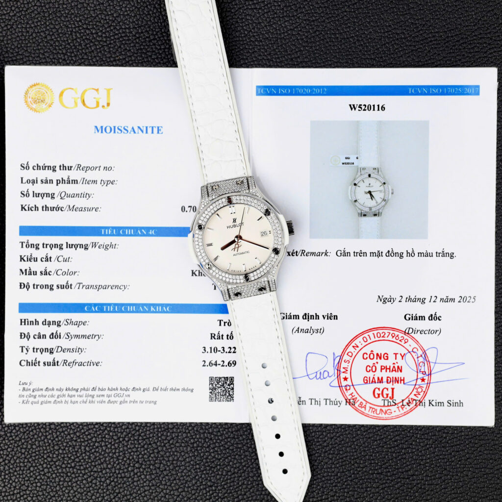 Đồng hồ Hublot Classic Fusion Fake 11 màu trắng đính moissanite HongKong 38mm (2)