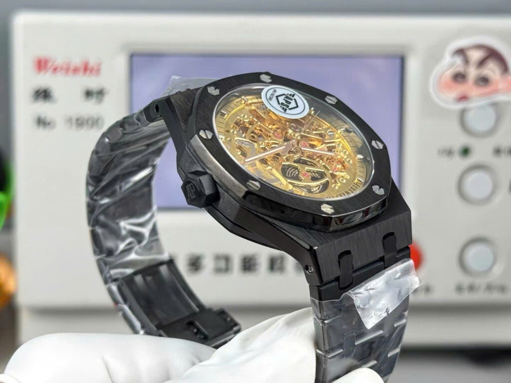 Đồng hồ Audemars Piguet Royal Oak 15416 Replica 11 mặt lộ cơ màu vàng vỏ gốm 41mm (2)