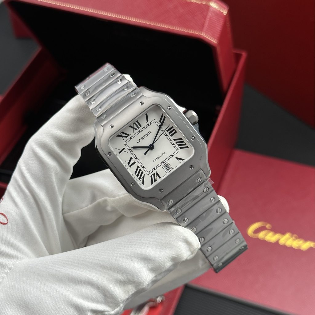 Đồng hồ Cartier Santos Replica 11 mặt trắng vỏ titanium 39 (2)