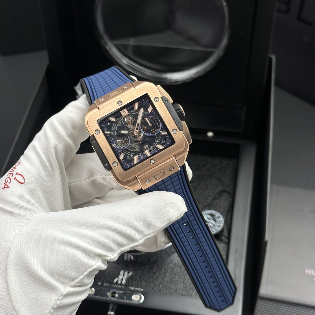 Đồng hồ Hublot Square Bang Unico King Gold Replica 11 mặt xanh máy cơ Thuỵ Sỹ 42mm (7)