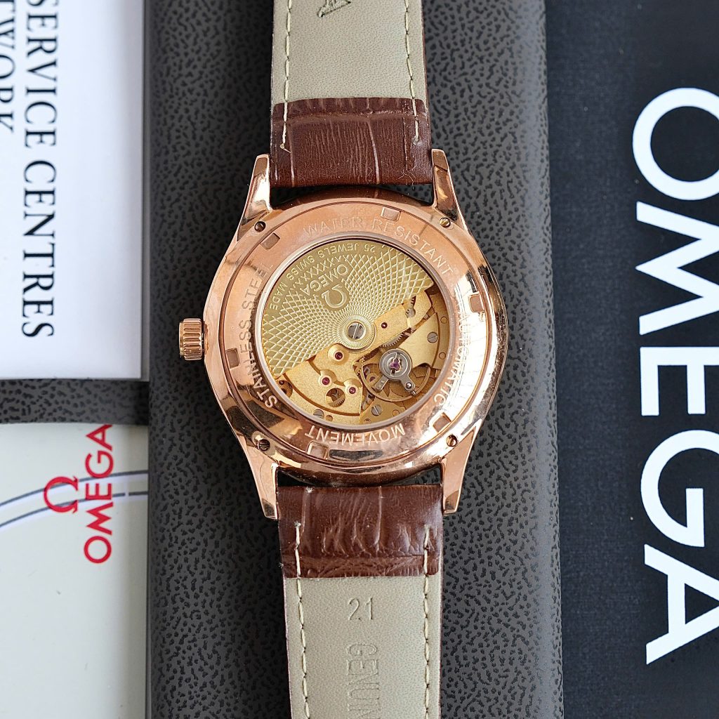 Đồng hồ Omega Constellation Co-Axial Chronometer Fake 11 mặt trắng vỏ mạ vàng hồng 40mm (1)