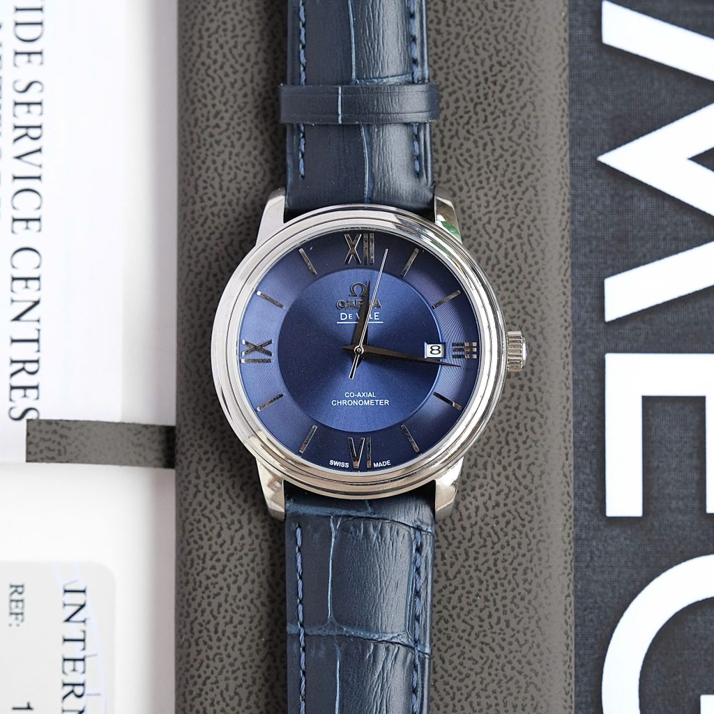 Đồng hồ Omega De Ville Co-Axial Chronometer Fake 11 nam màu xanh dương máy cơ Nhật 40mm (3)