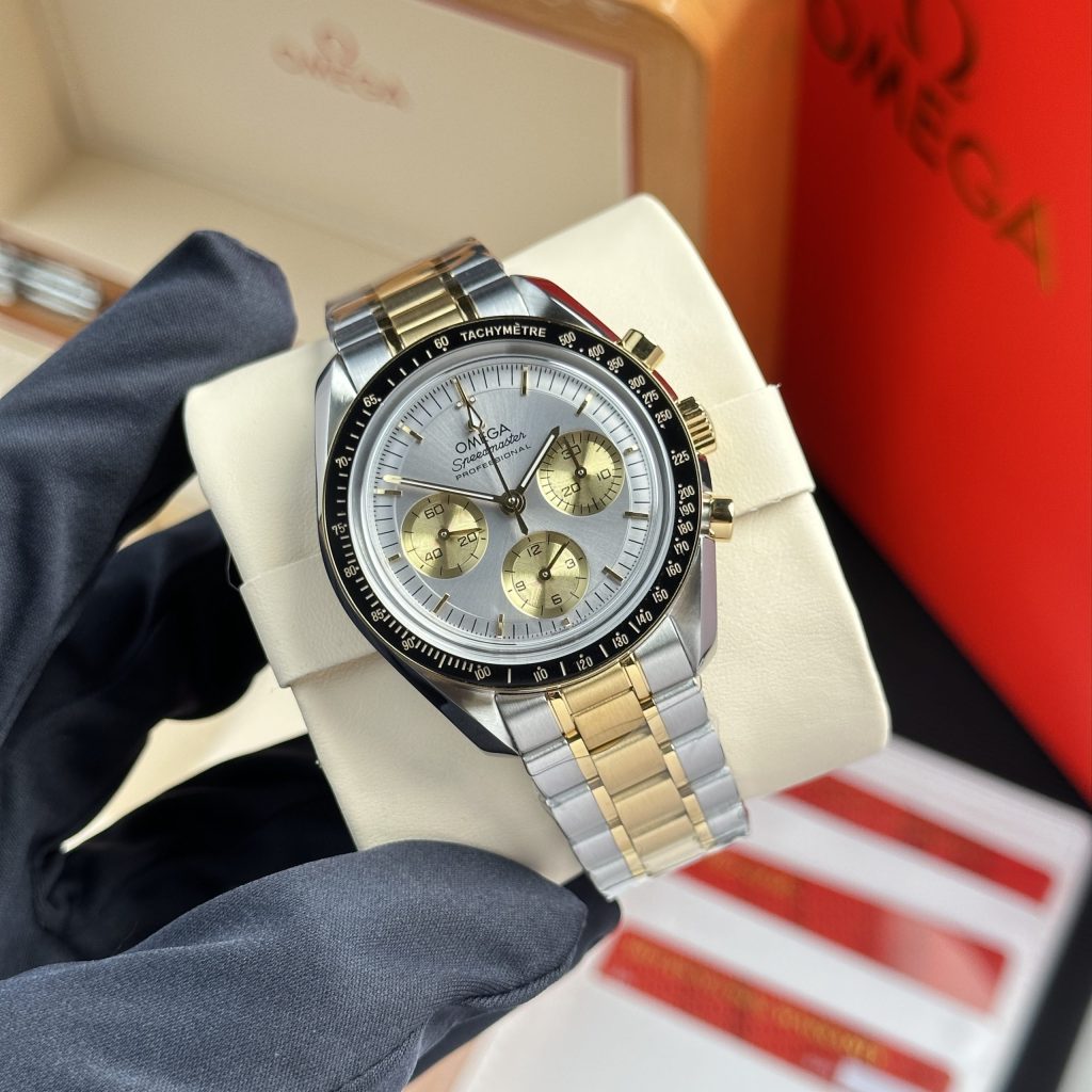 Đồng hồ Omega Replica 11 Speedmaster Moonwatch Professional mặt xám bạc dây kim loại 42mm (2)