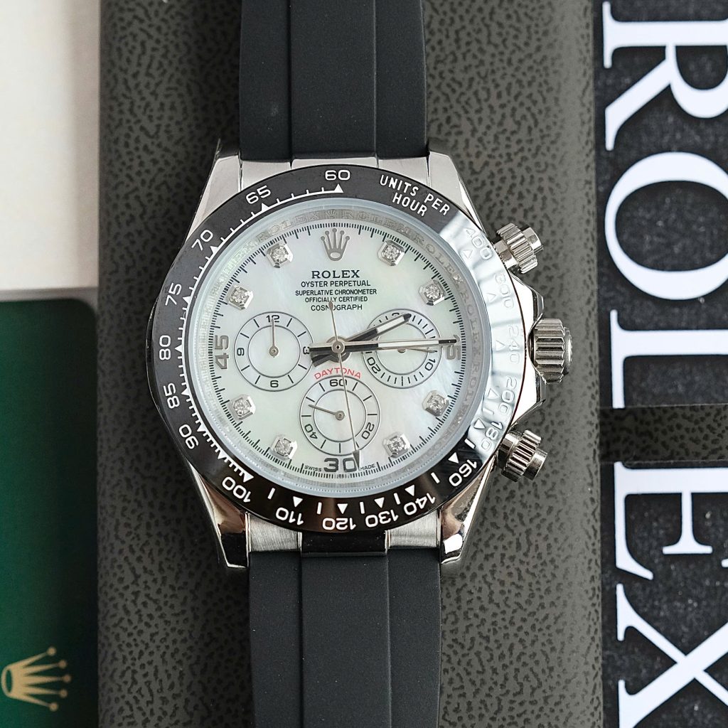 Đồng hồ Rolex Daytona Fake 11 nam mặt số khảm xà cừ dây cao su 40mm (1)