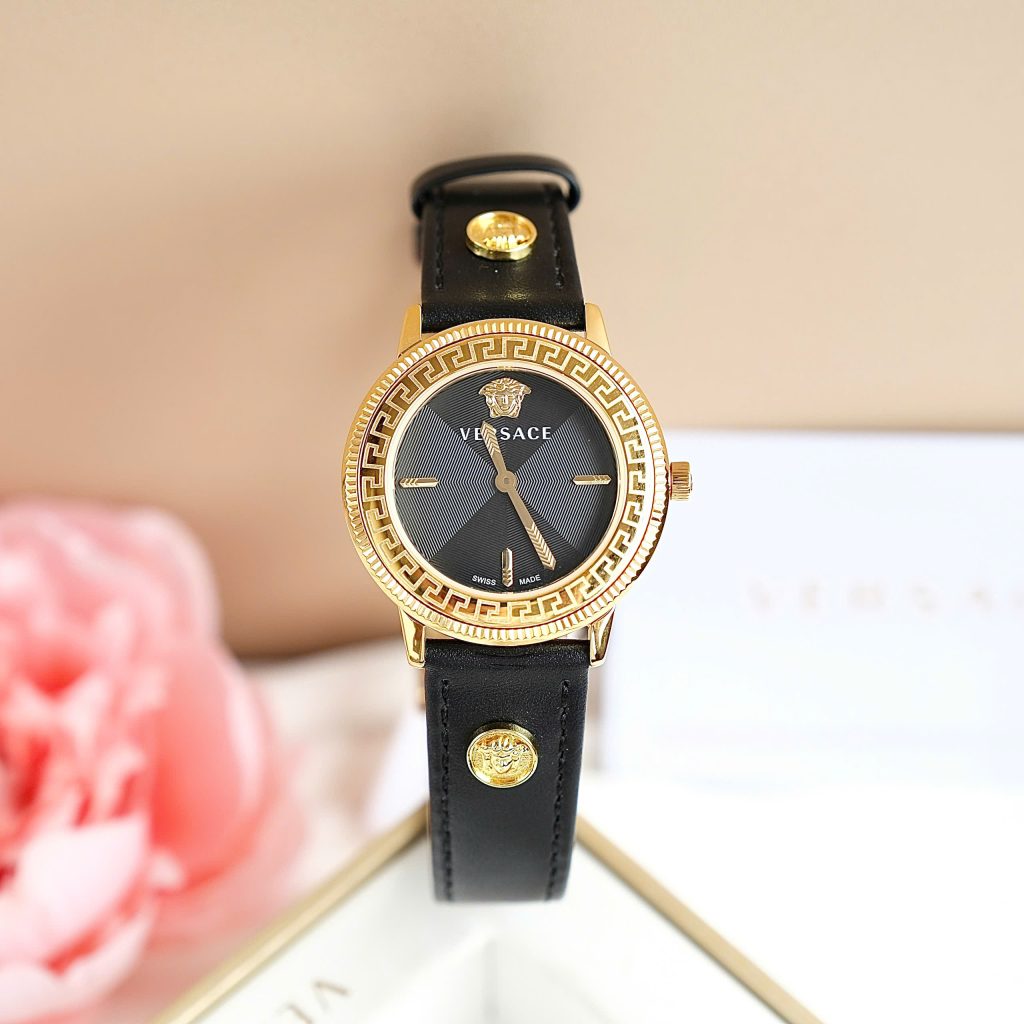 Đồng hồ Versace V-Tribute Like Auth nữ màu đen dây da máy pin 34mm (2)