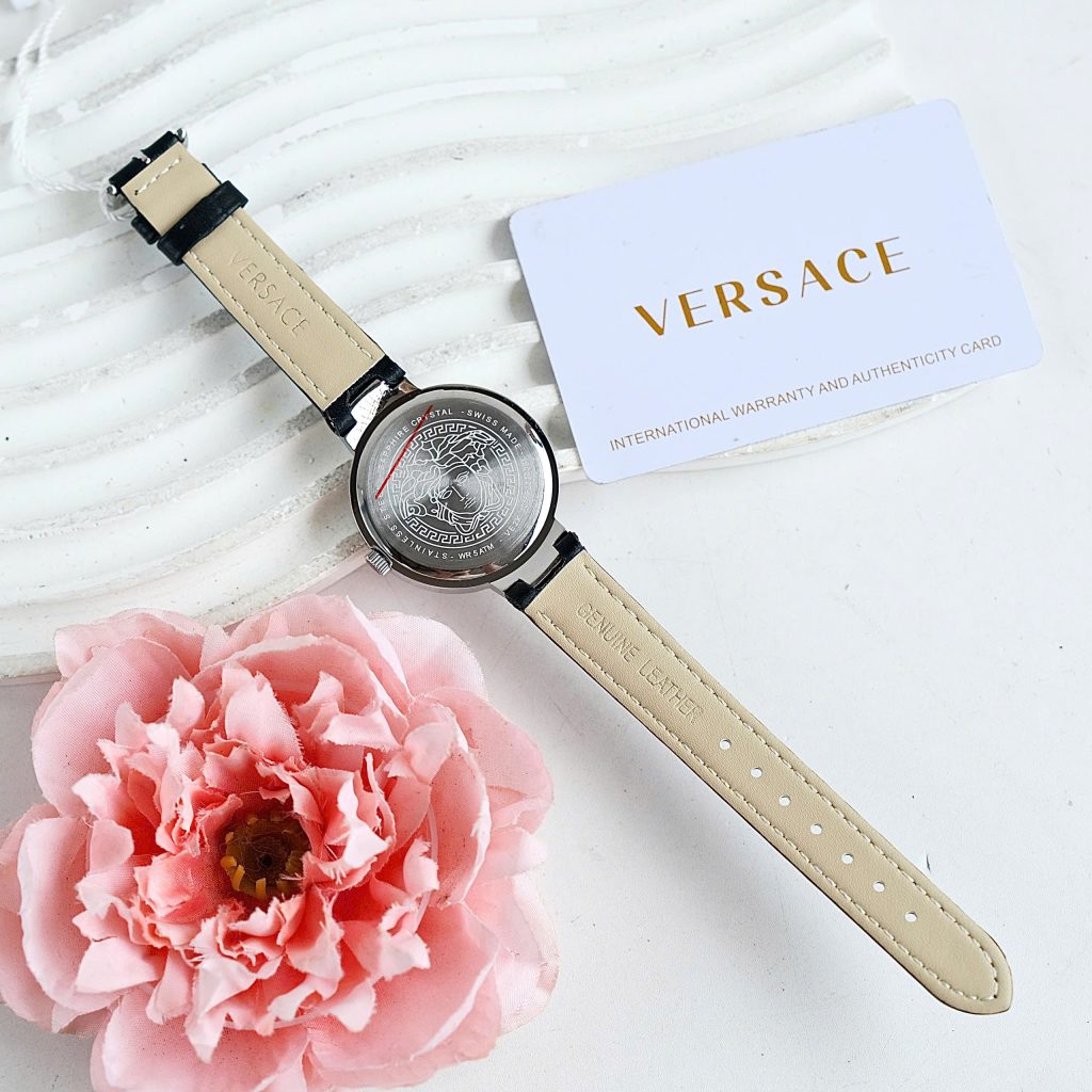 Đồng hồ Versace V-Tribute Replica 11 nữ màu đen dây da máy pin 34mm (2)