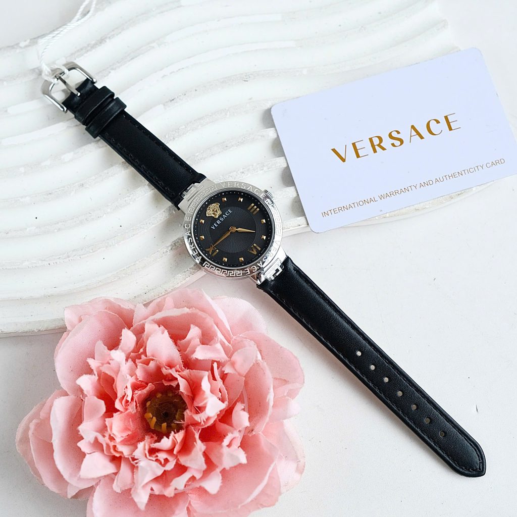 Đồng hồ Versace V-Tribute Replica 11 nữ màu đen dây da máy pin 34mm (2)