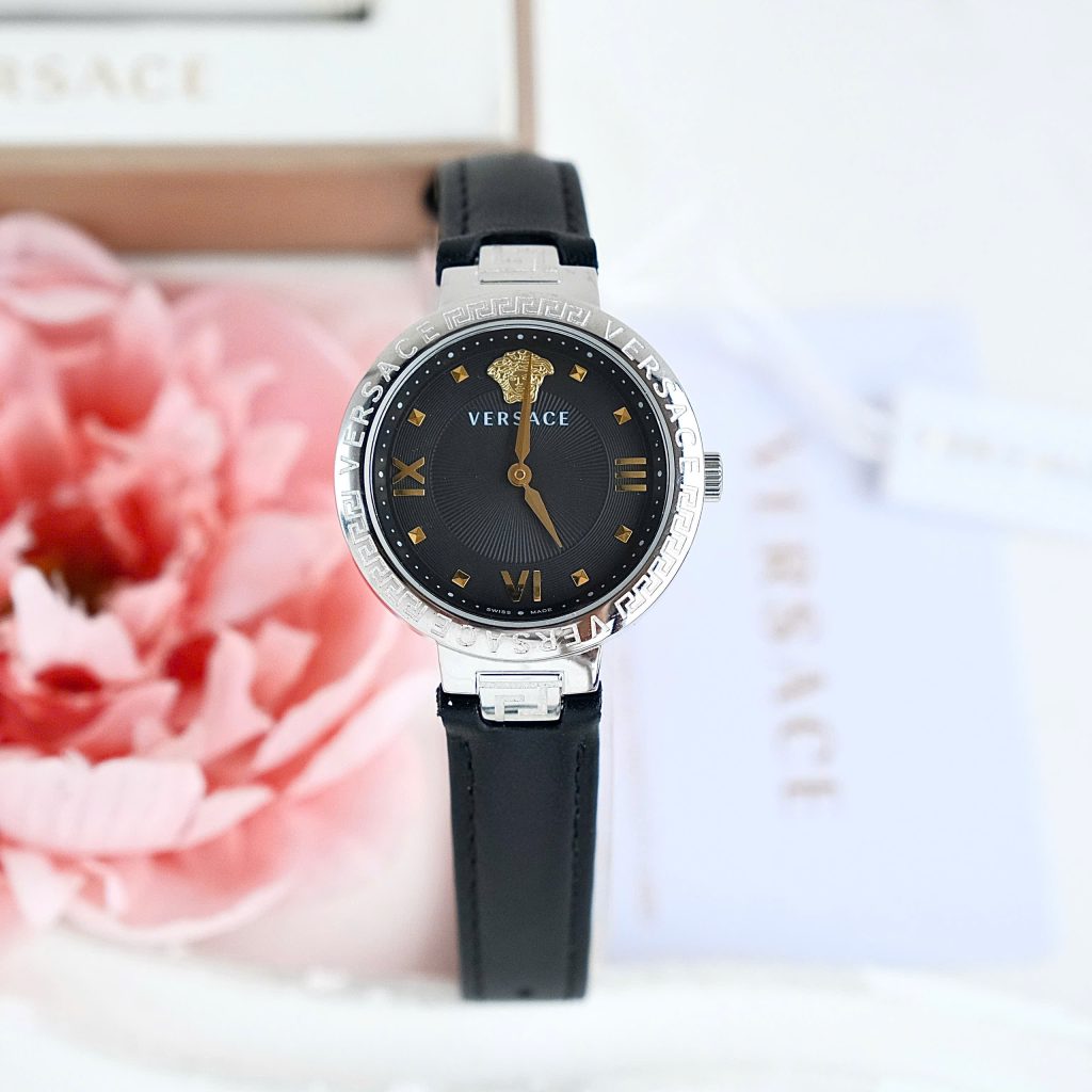 Đồng hồ Versace V-Tribute Replica 11 nữ màu đen dây da máy pin 34mm (2)