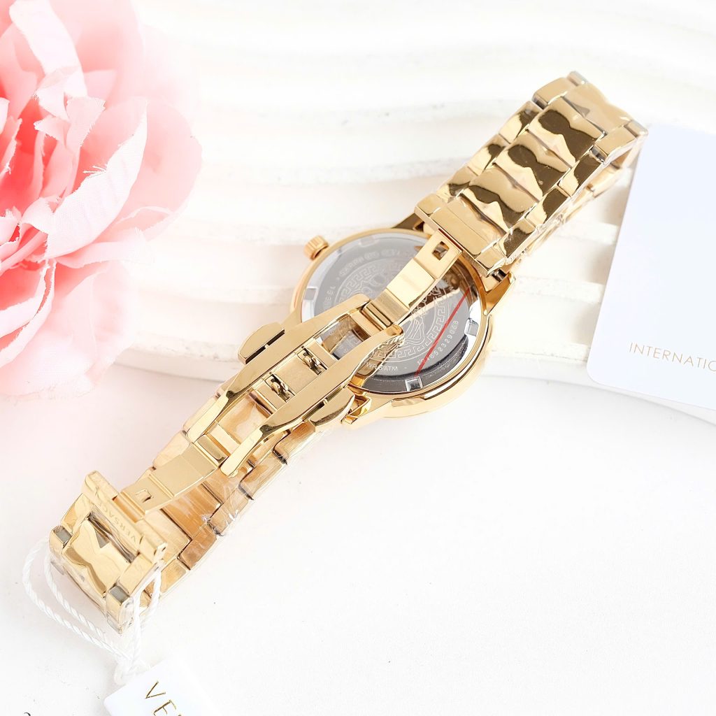 Đồng hồ nữ Versace V-Tribute Like Auth mặt đen vỏ mạ vàng 34mm