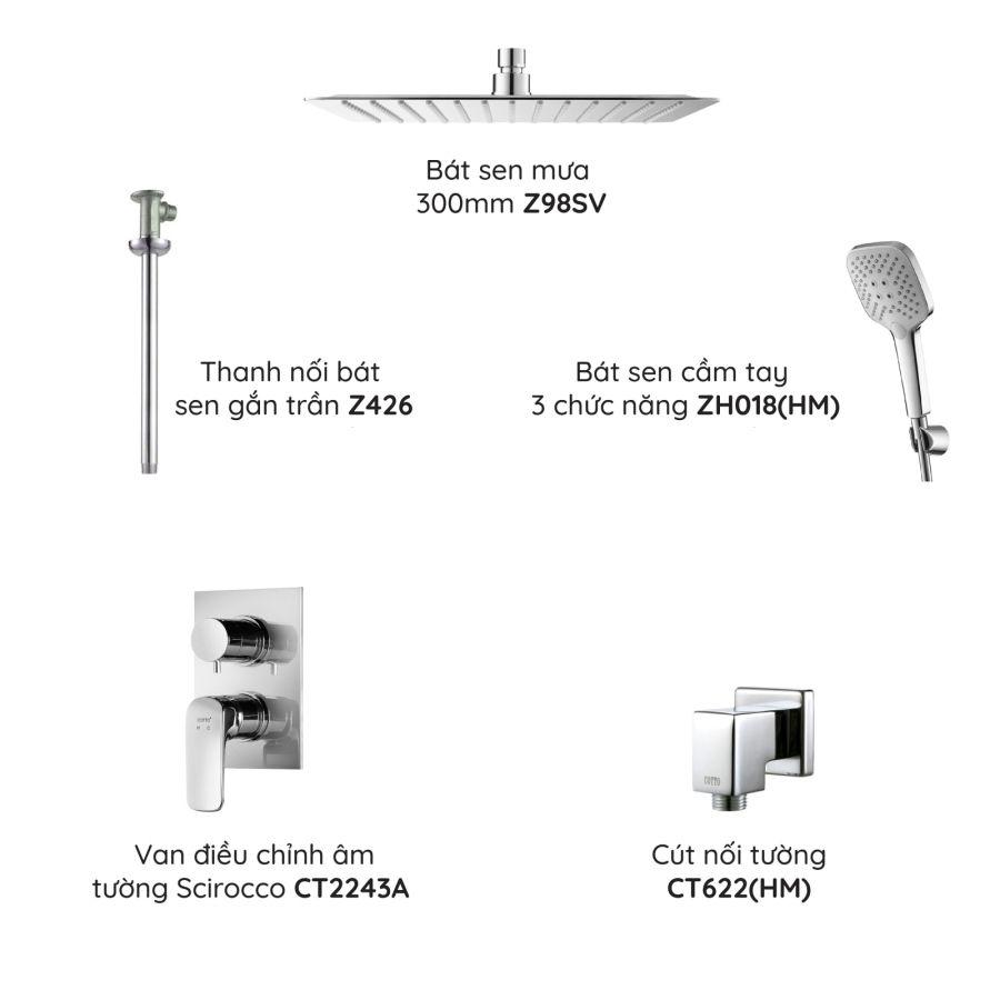 Bộ sen tắm âm tường COTTO CT2243A/Z98SV 2 đường nước