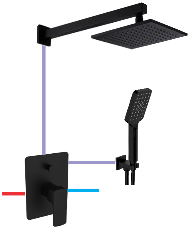 Bộ sen mưa 2 chức năng Divini màu đen DVQ-8602B