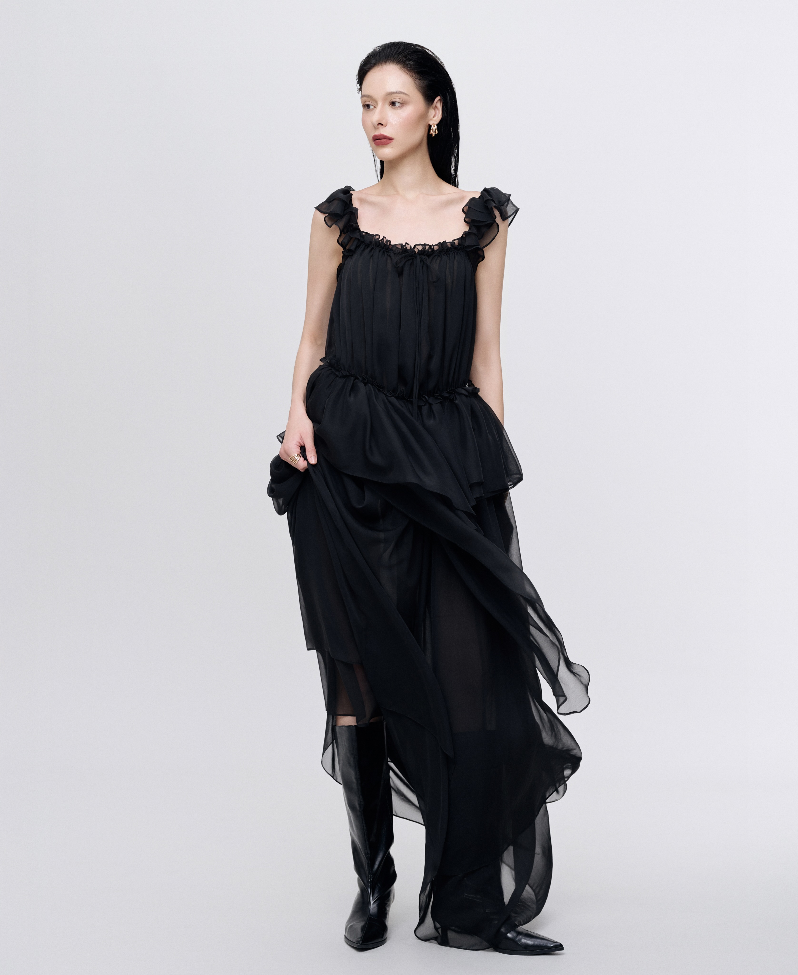 Black Tiered Maxi Dress