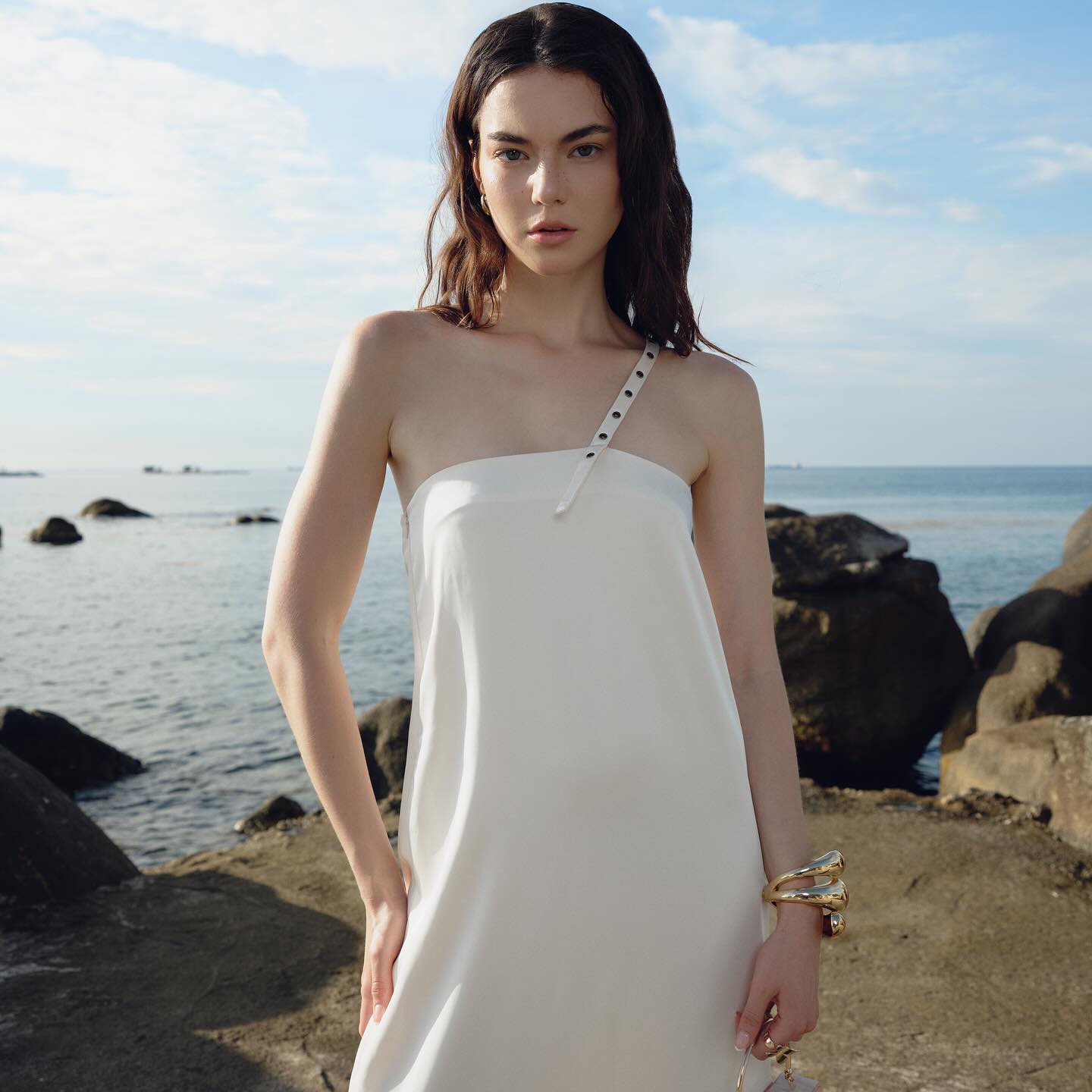 Ivory Satin Column Gown