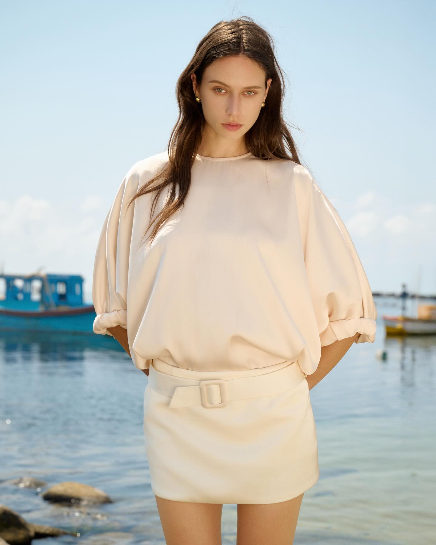 Ivory Cocoon Knit Top _ SKIRT