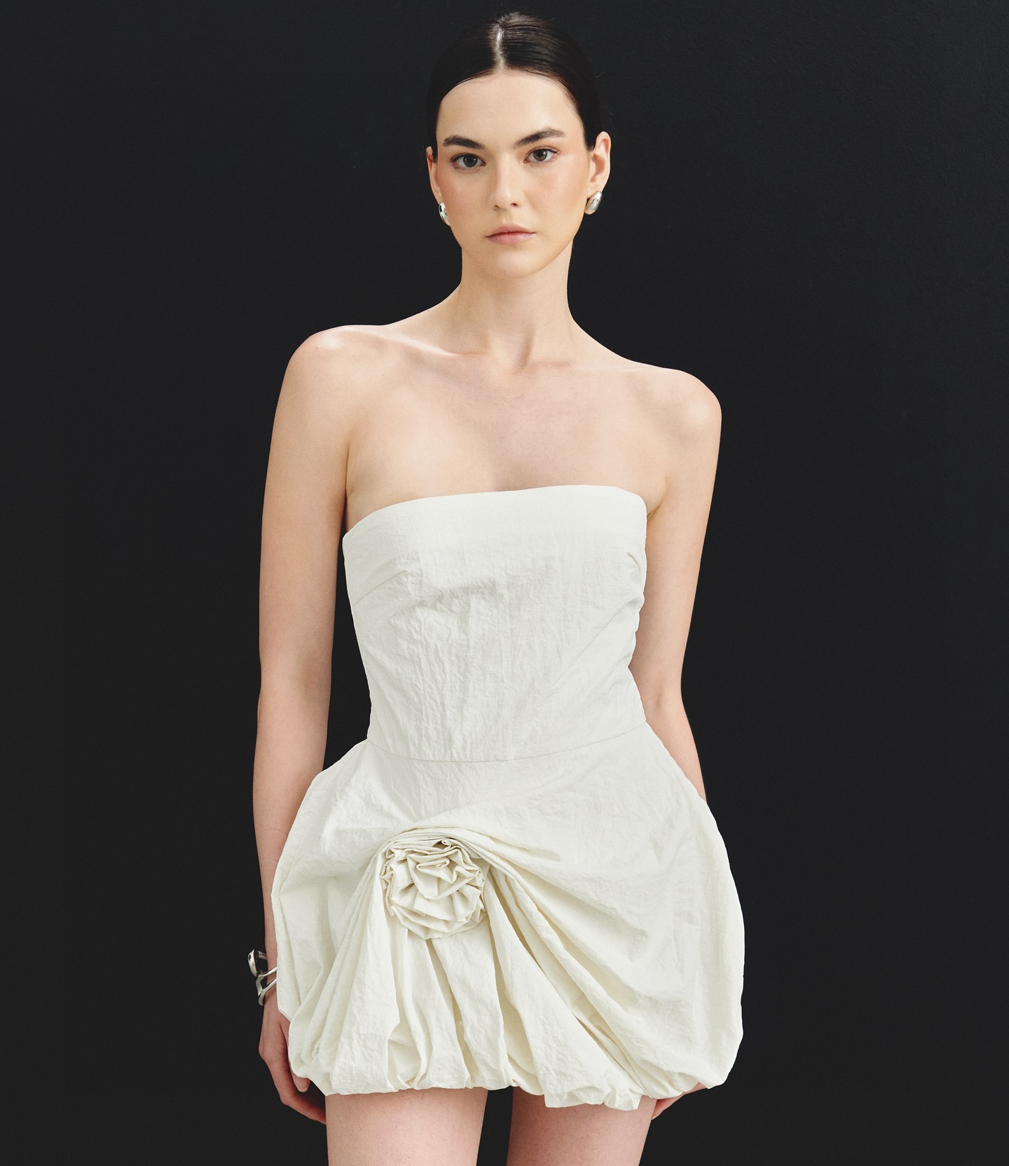 Ivory Sculpted Bubble Mini Dress