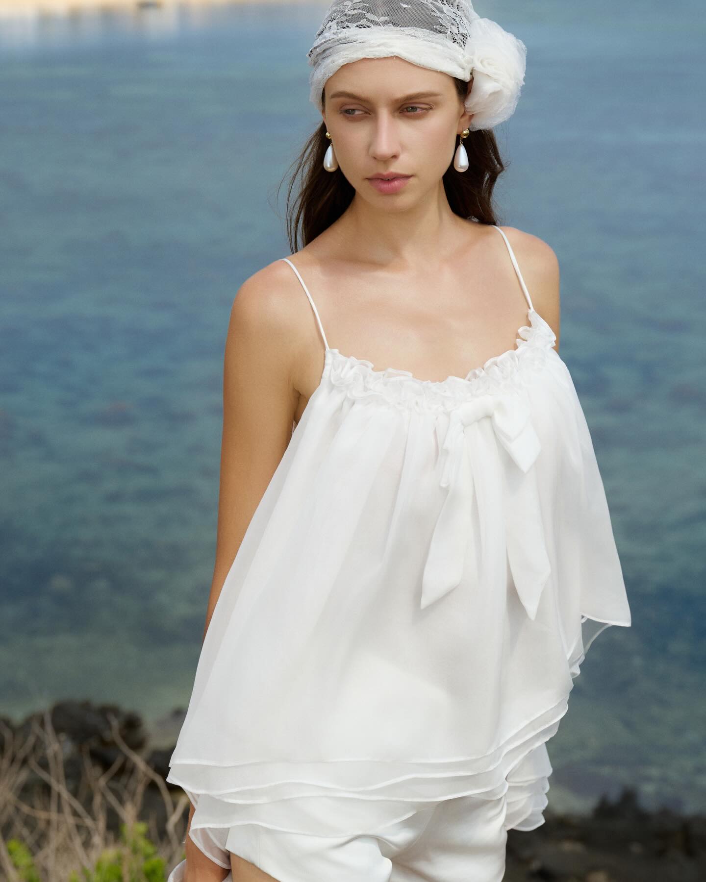White Sheer Babydoll Top _ BOTTOM