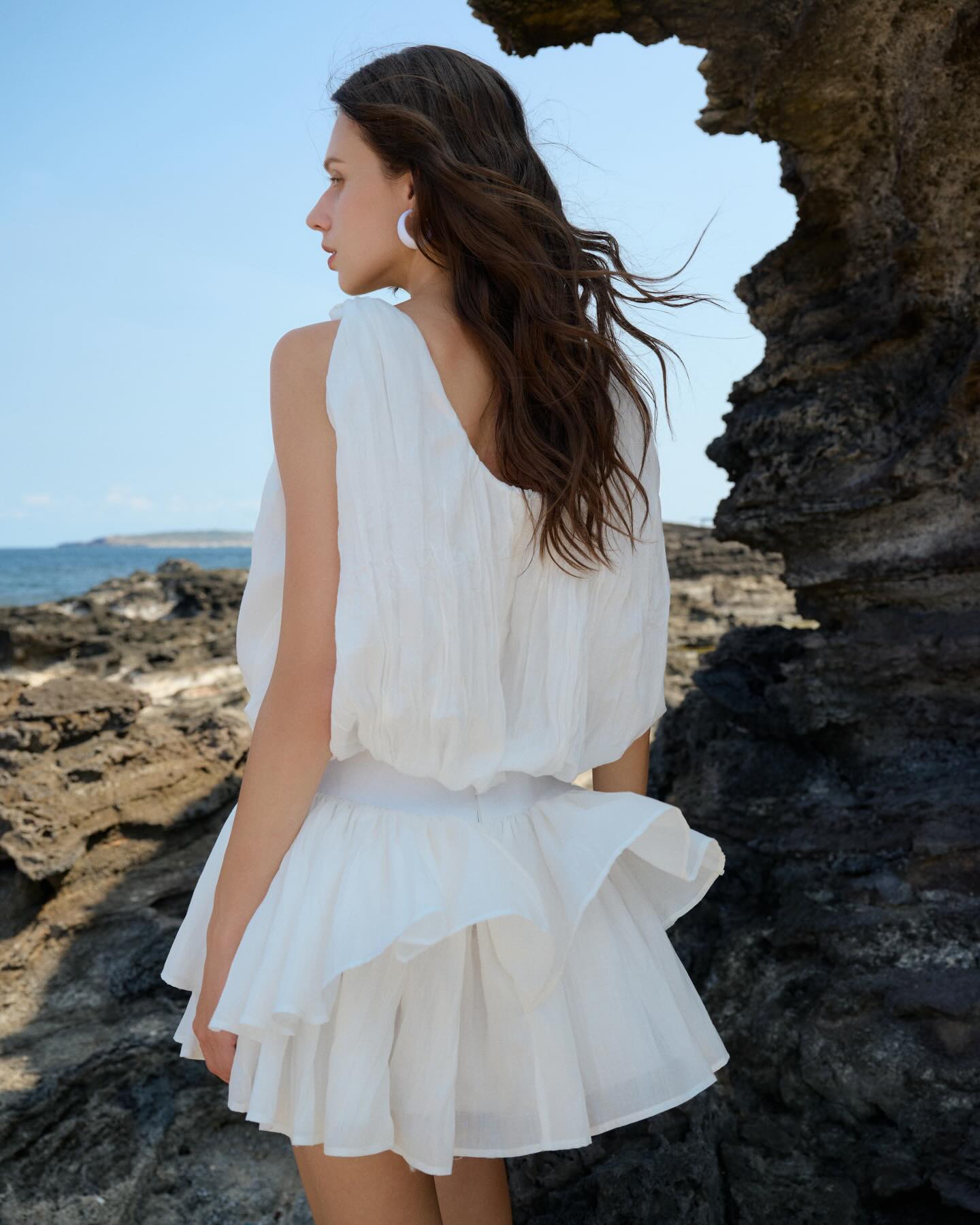 Ivory Ruffle Resort Mini Dress