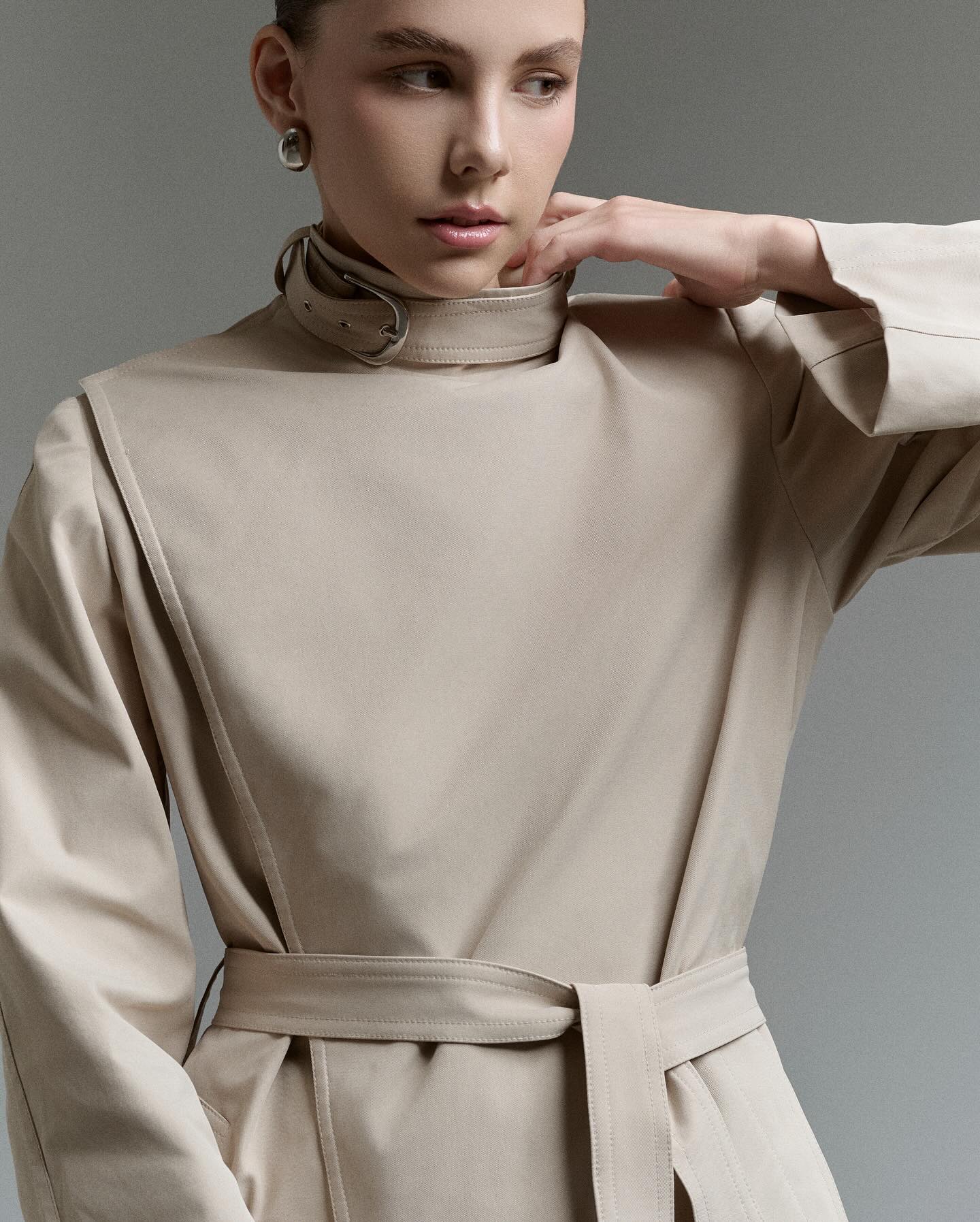 Beige Cape Trench Coat _ BOTTOM
