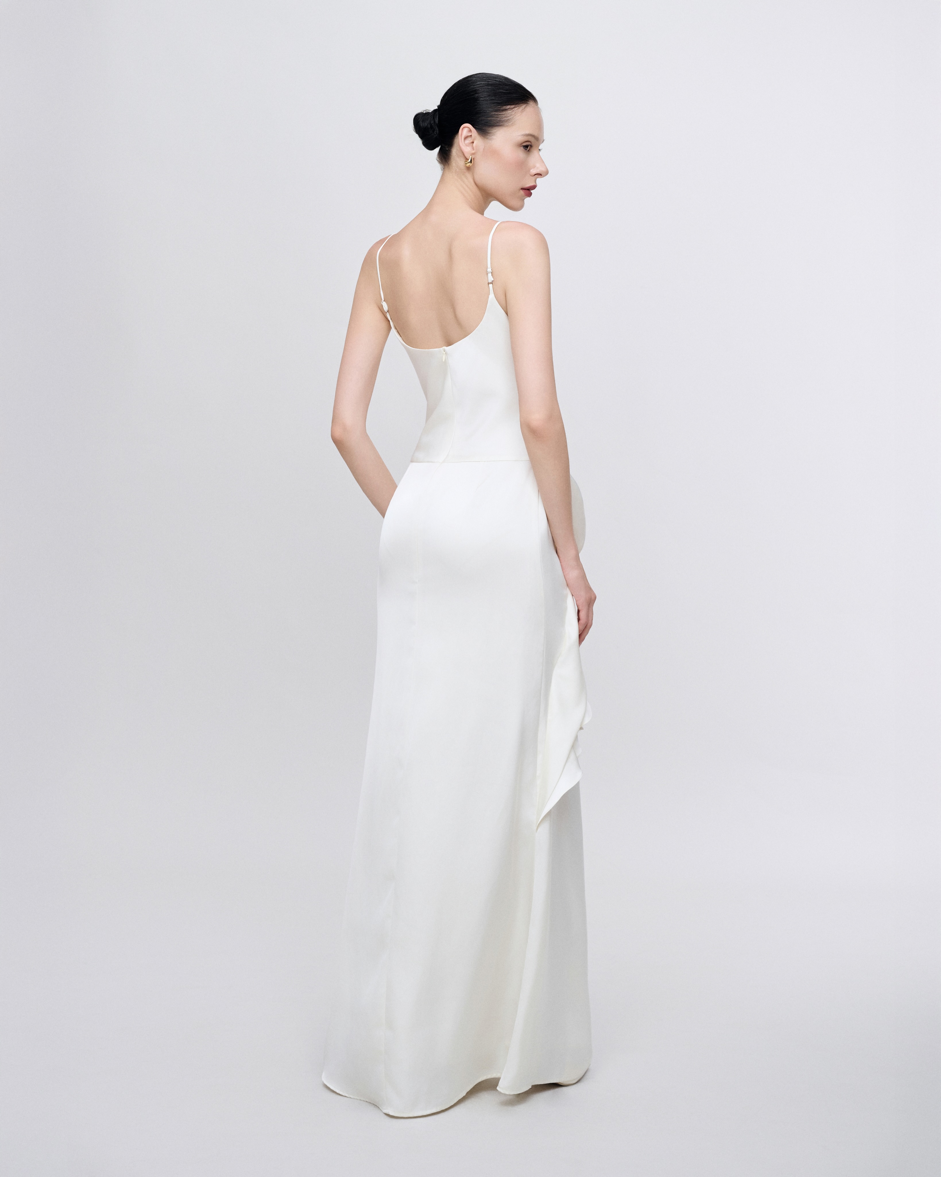 White Bow Satin Dress