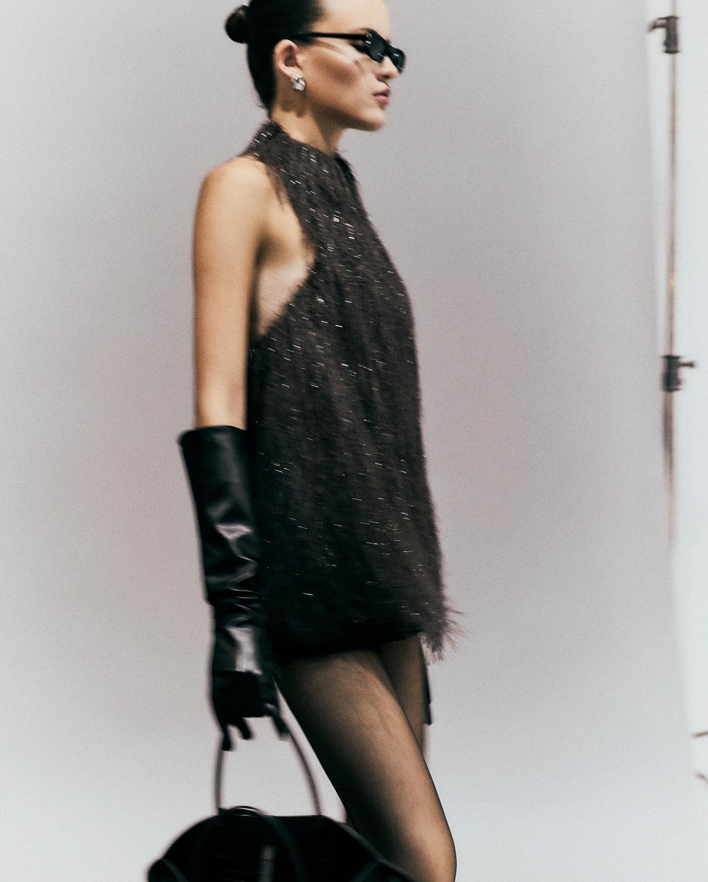 Brown Feather Mini Dress _ Black _ Brown