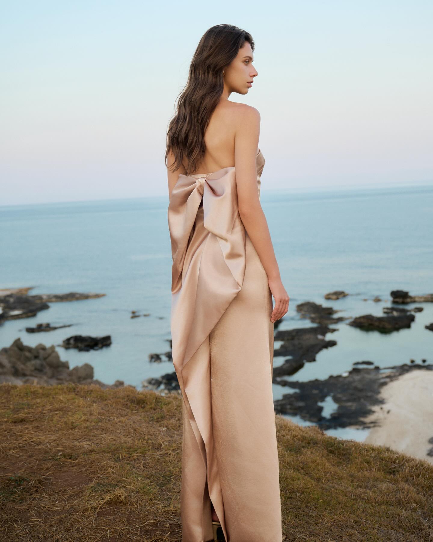 Champagne Satin Slip Dress