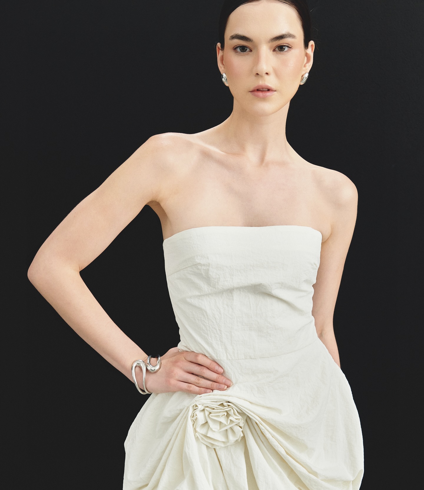 Ivory Sculpted Bubble Mini Dress