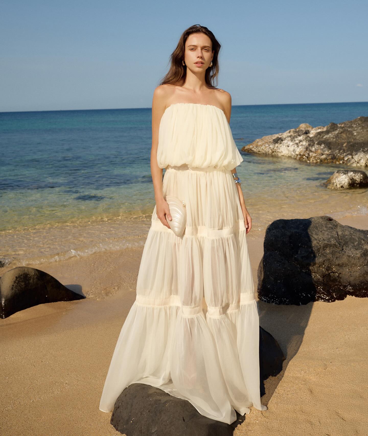 Ivory Tiered Resort Gown