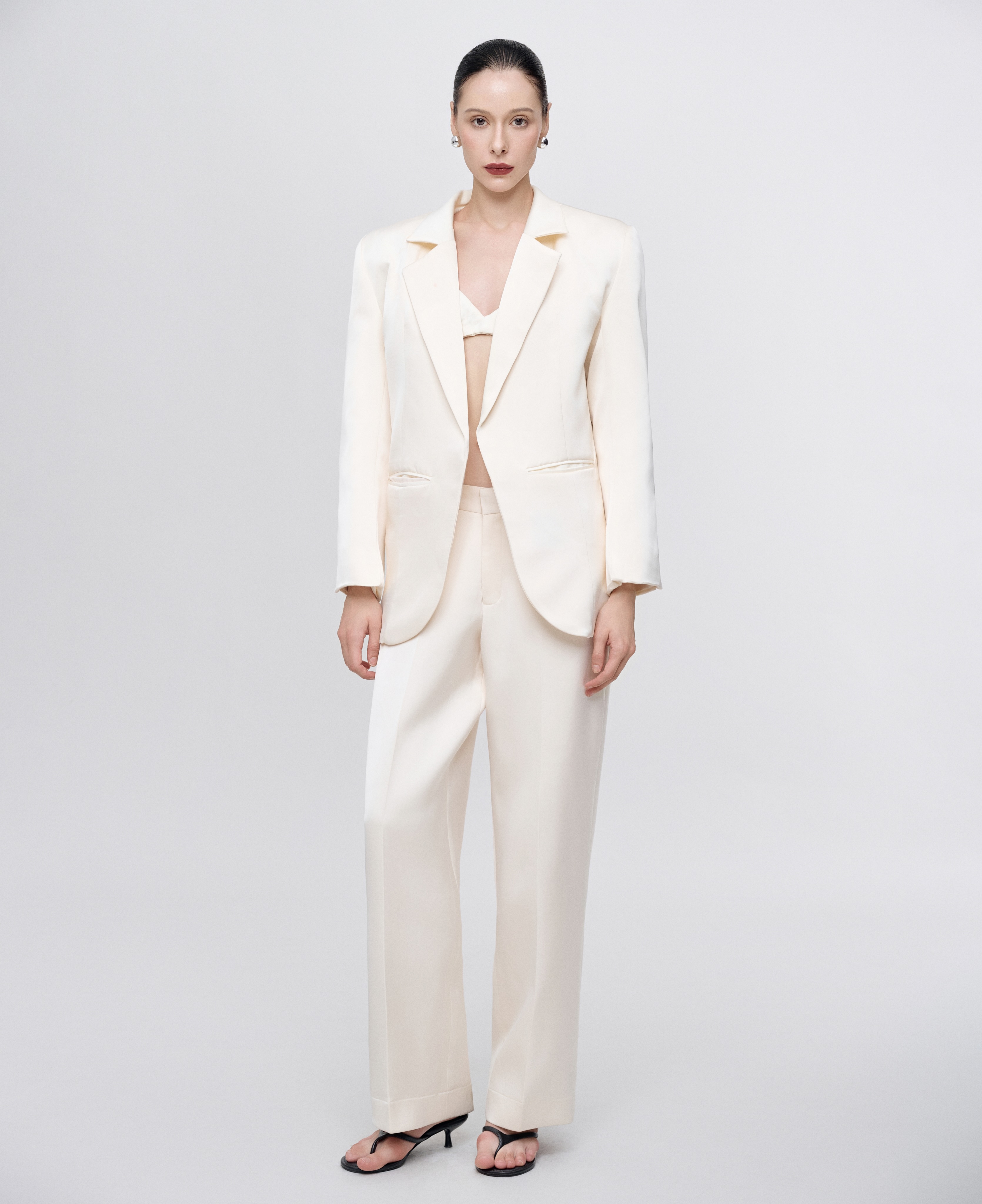 Ivory Tailored Pants Set