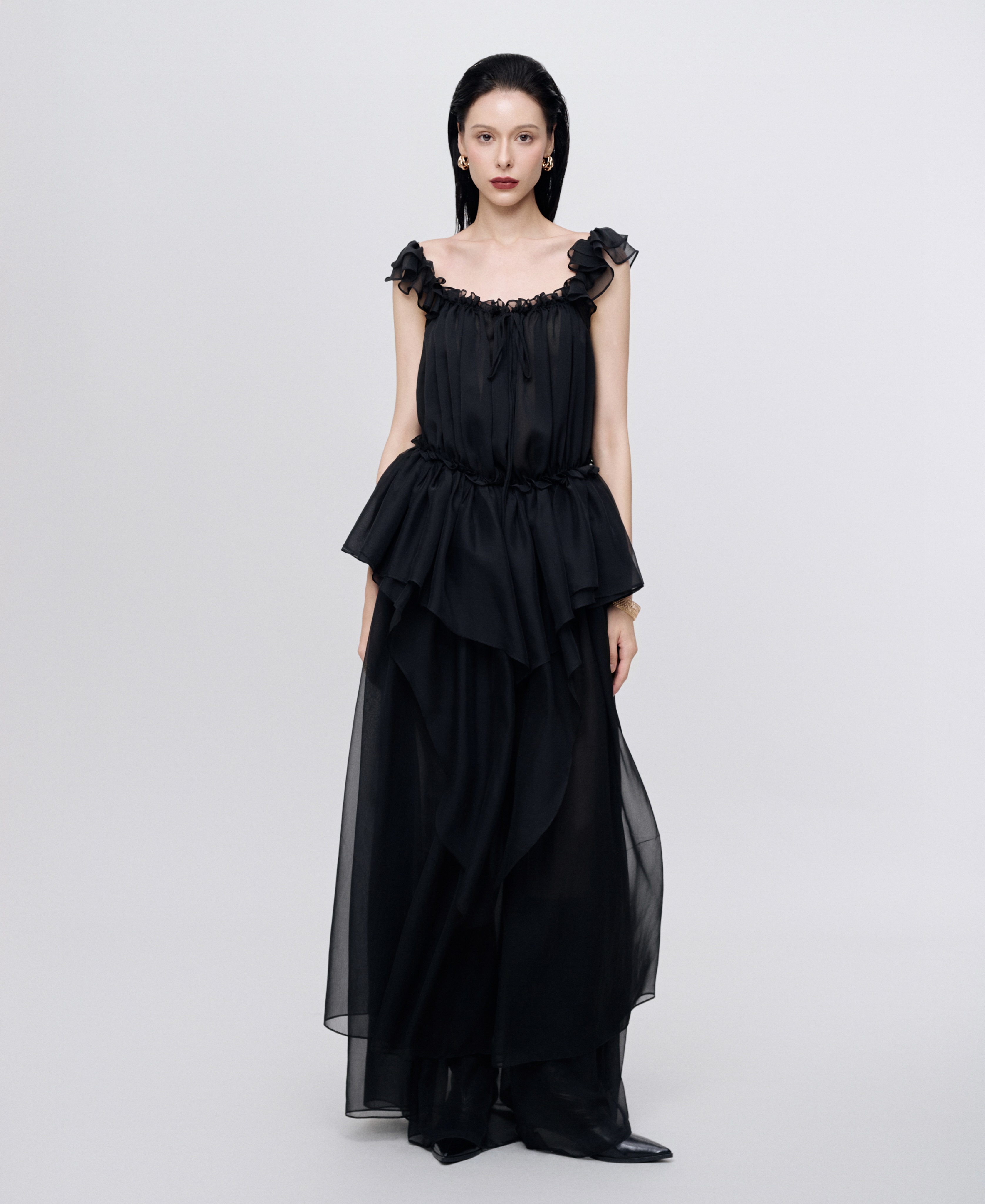 Black Tiered Maxi Dress