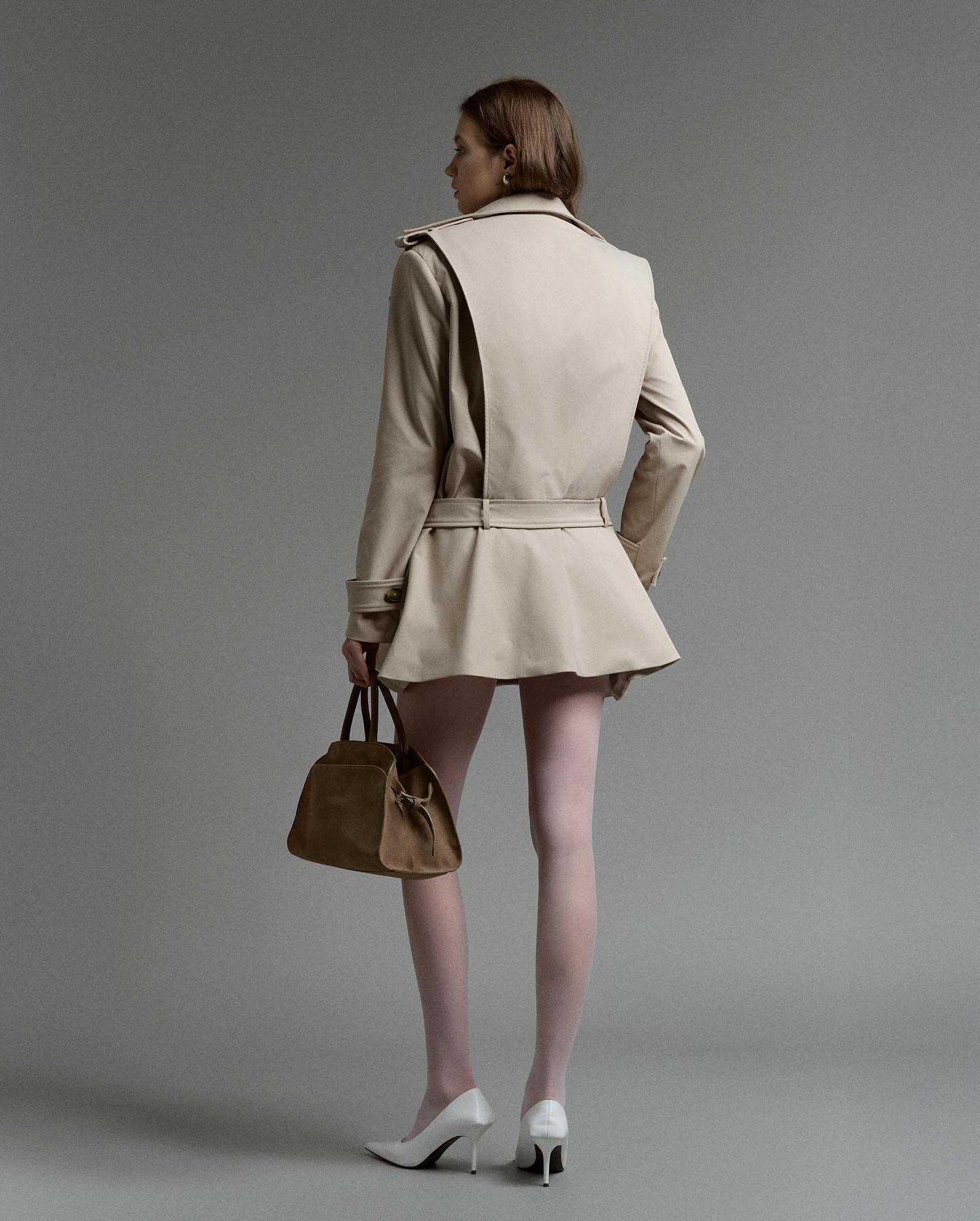 Beige Belted Blazer Coat