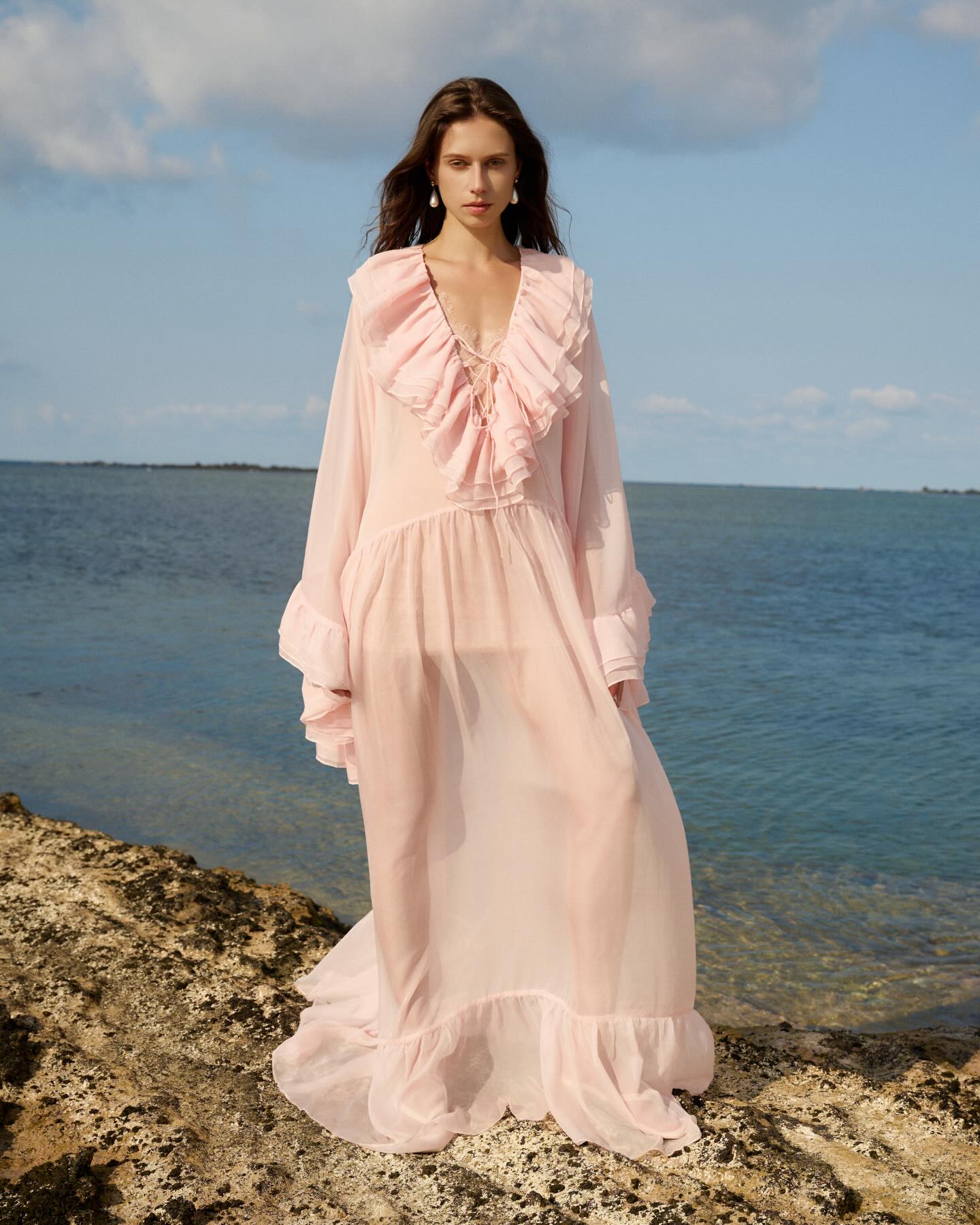 Blush Sheer Cape Gown