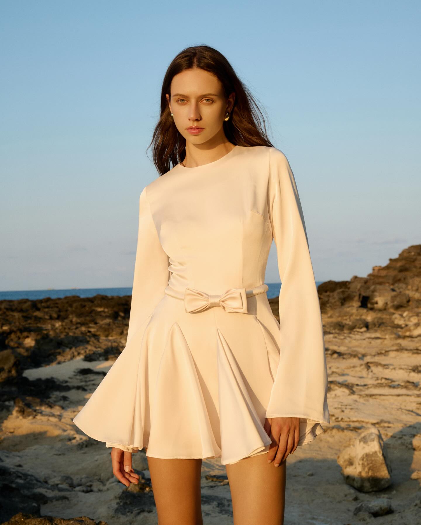 Ivory Cape Sleeve Mini Dress