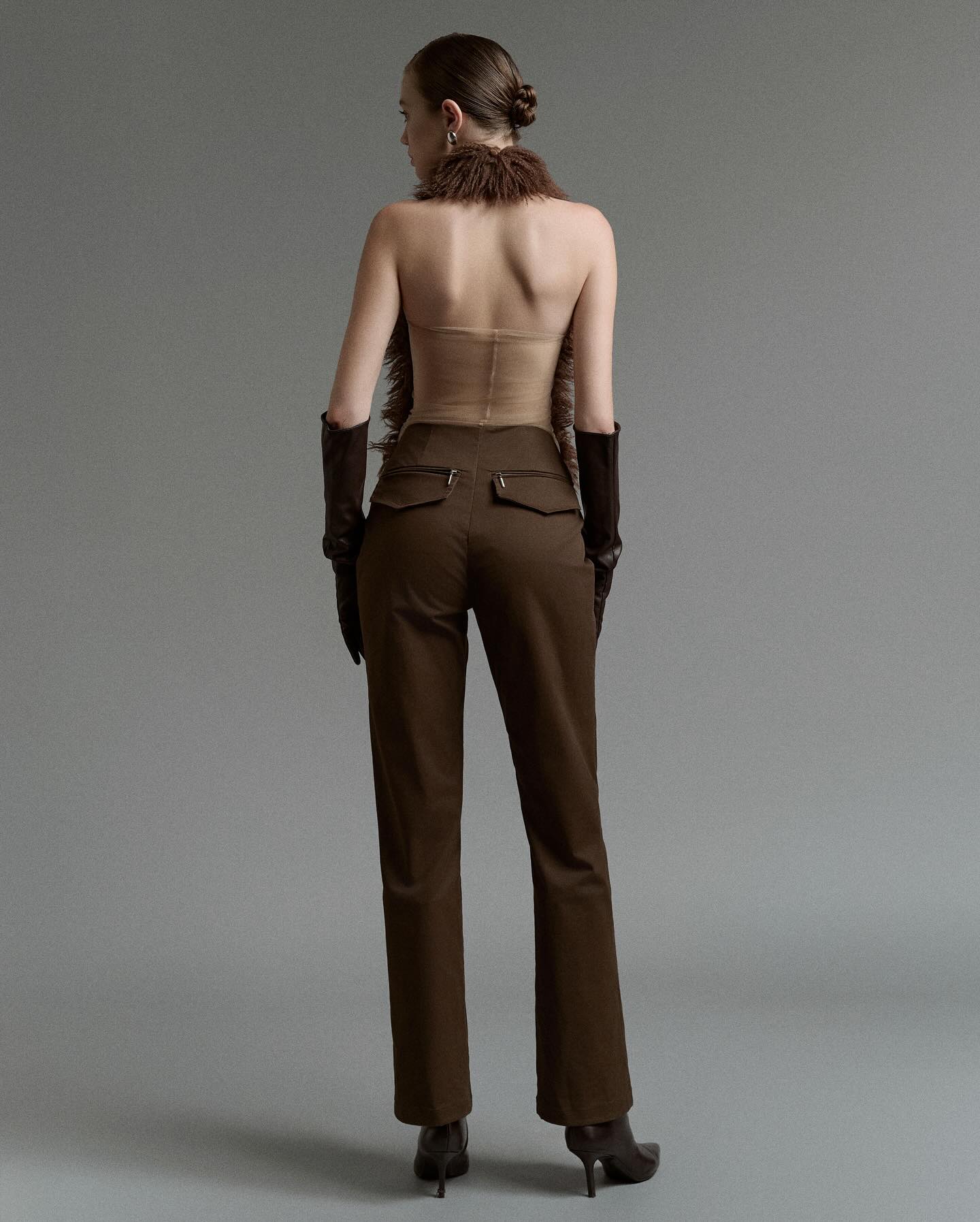 Brown Silk Trousers _ BOTTOM _ OUTSTOCK