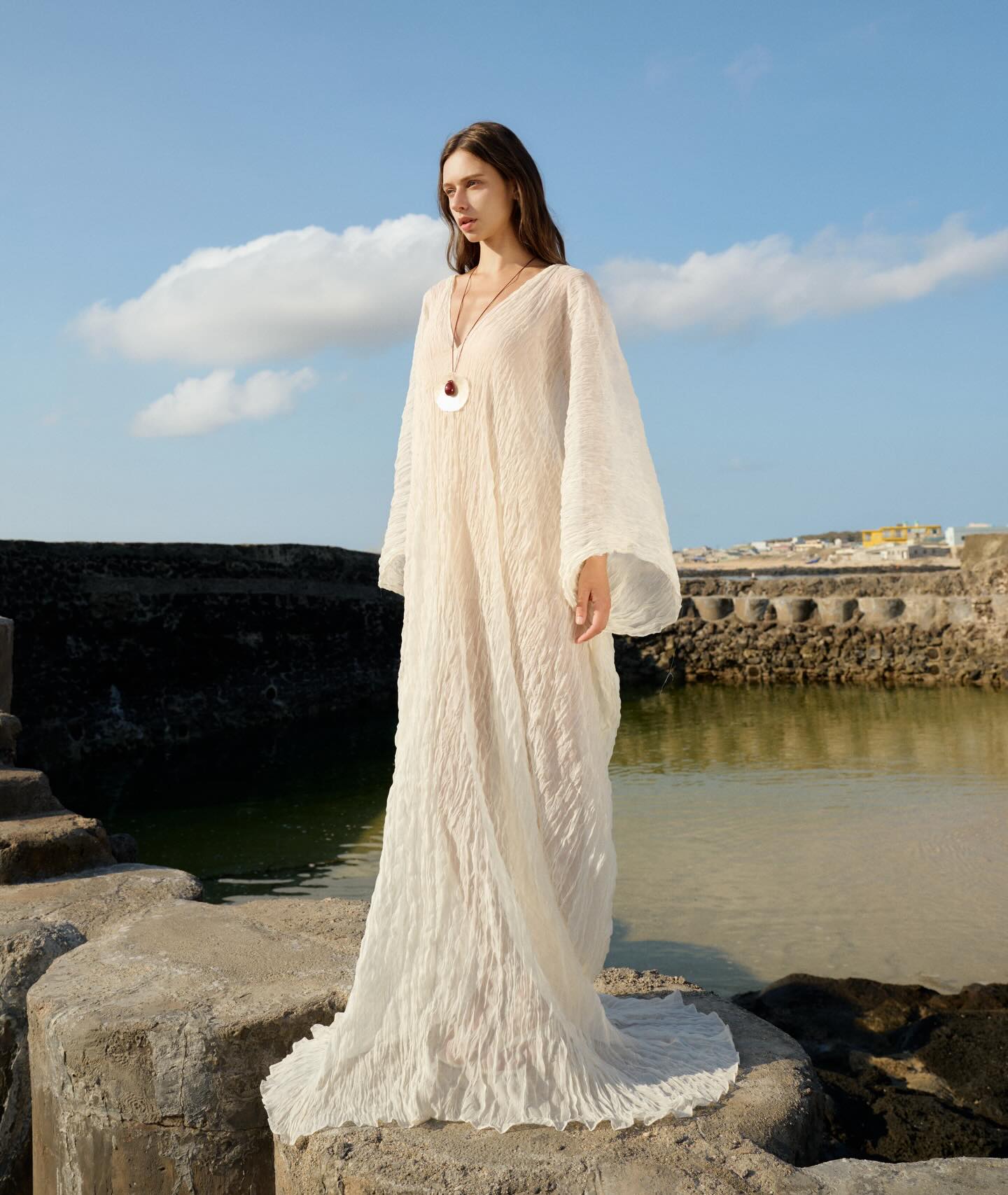 Ivory Sheer Cape Gown