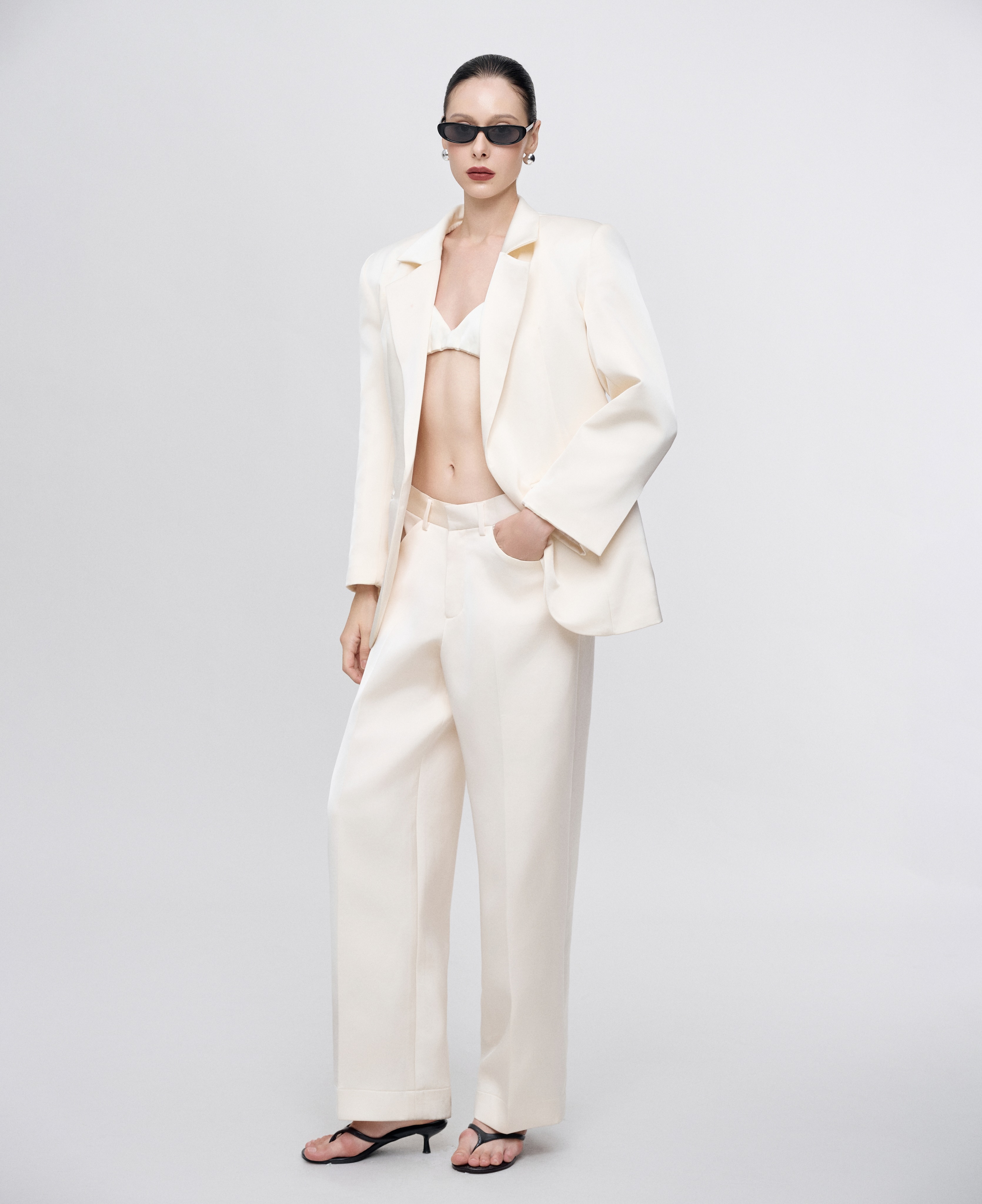 Ivory Tailored Pants Set