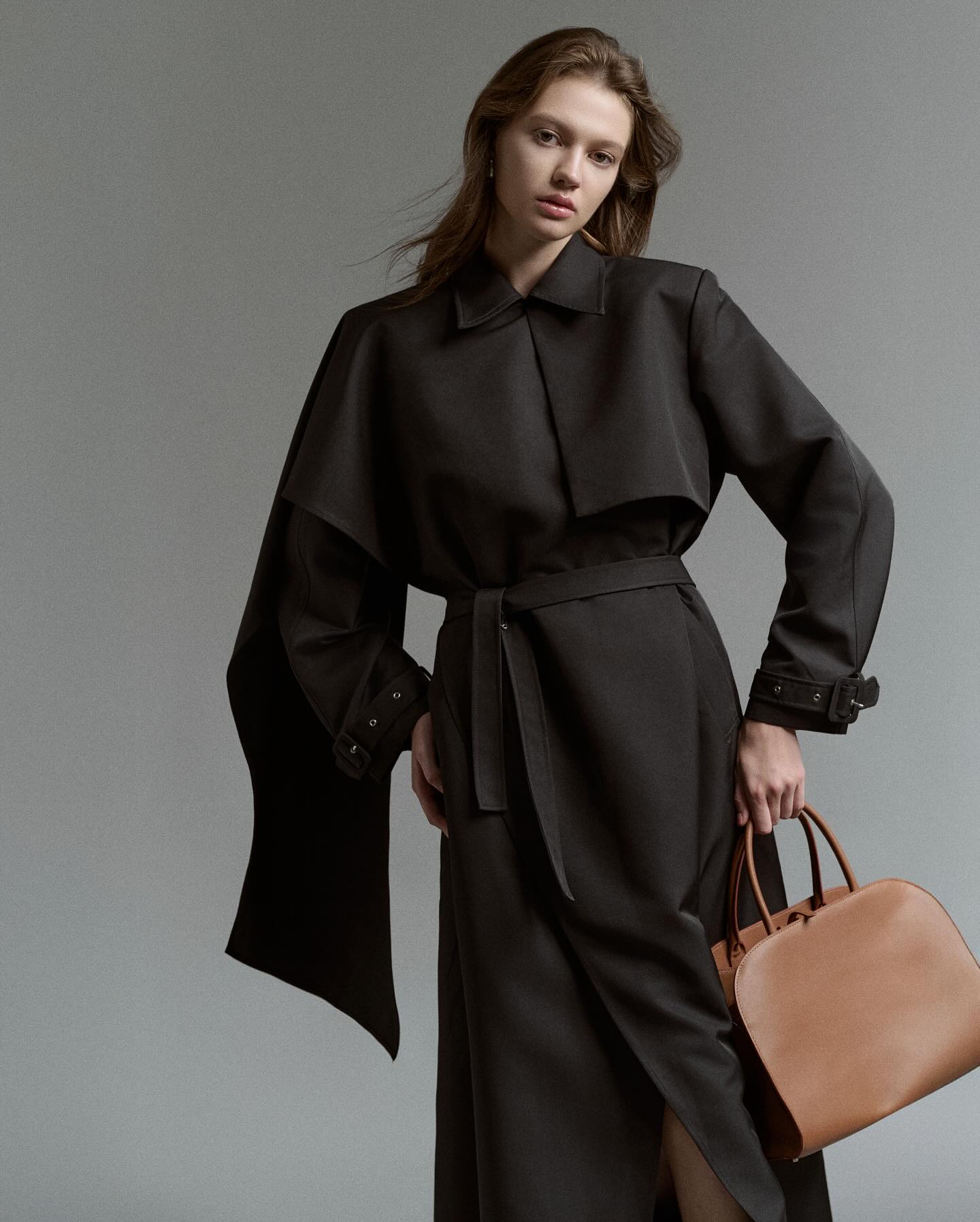 Black Wool Trench Coat