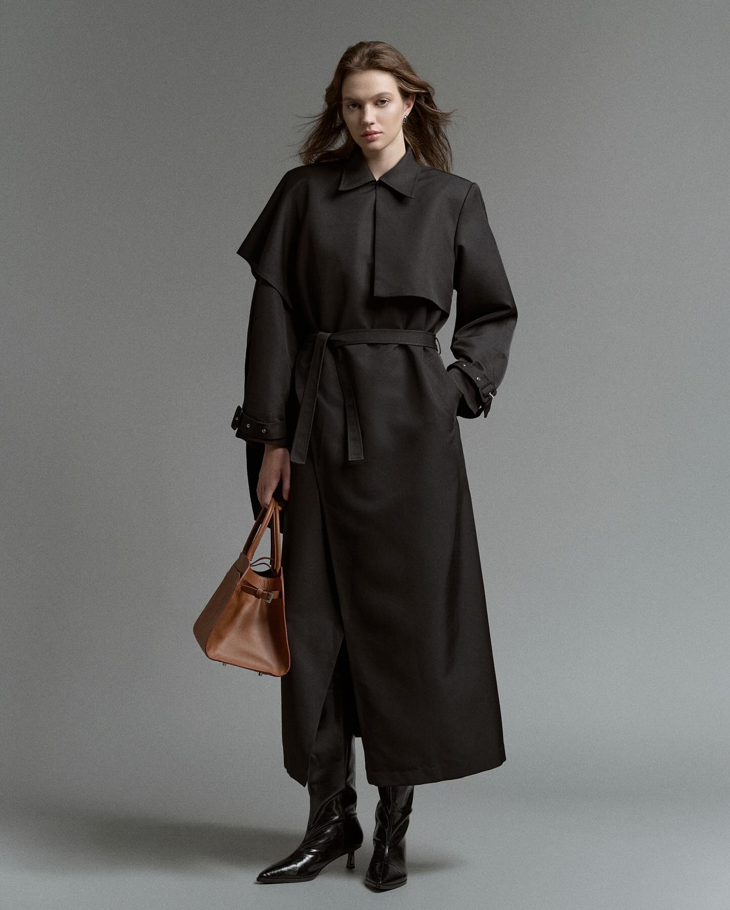 Black Wool Trench Coat