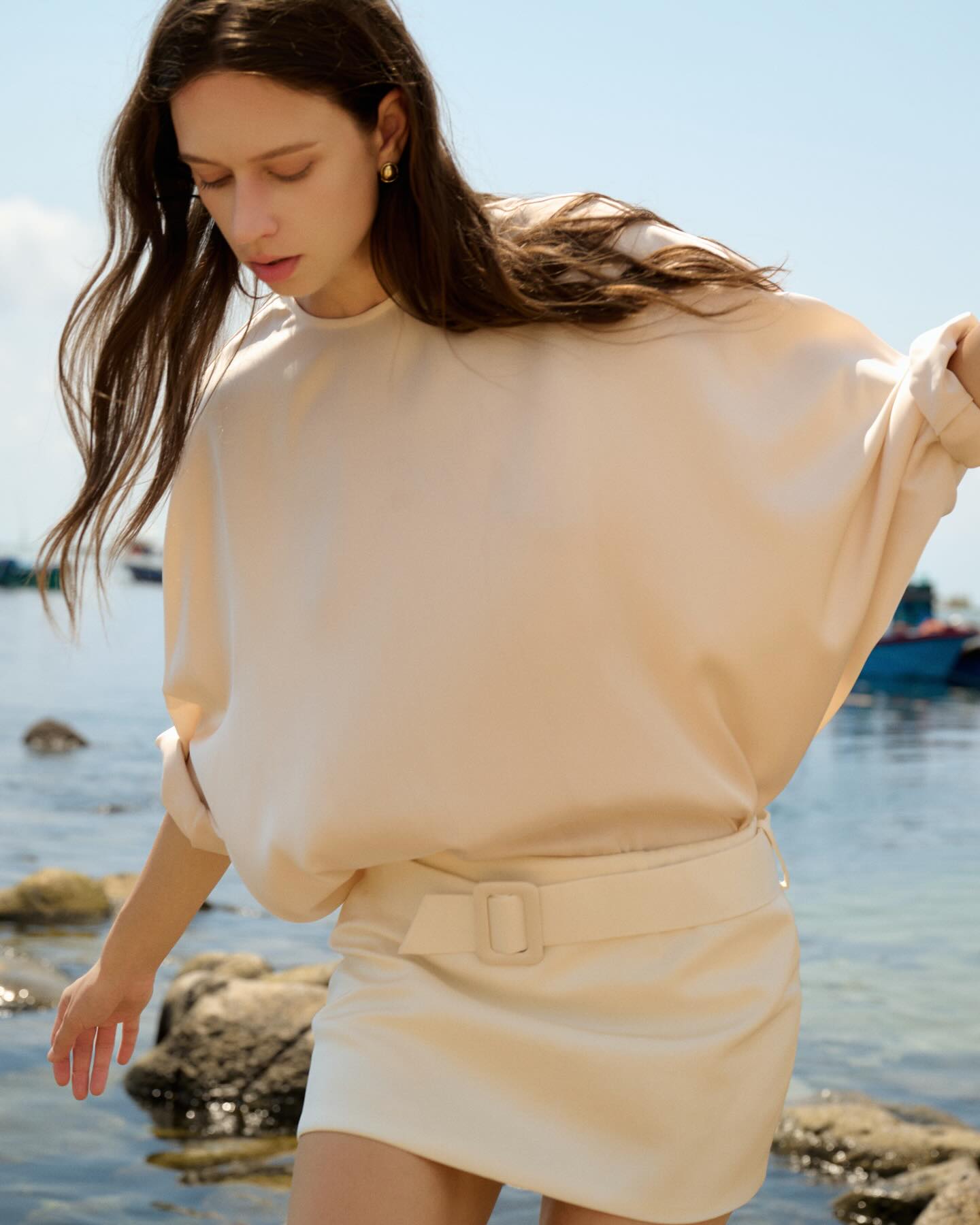 Ivory Cocoon Knit Top _ SKIRT