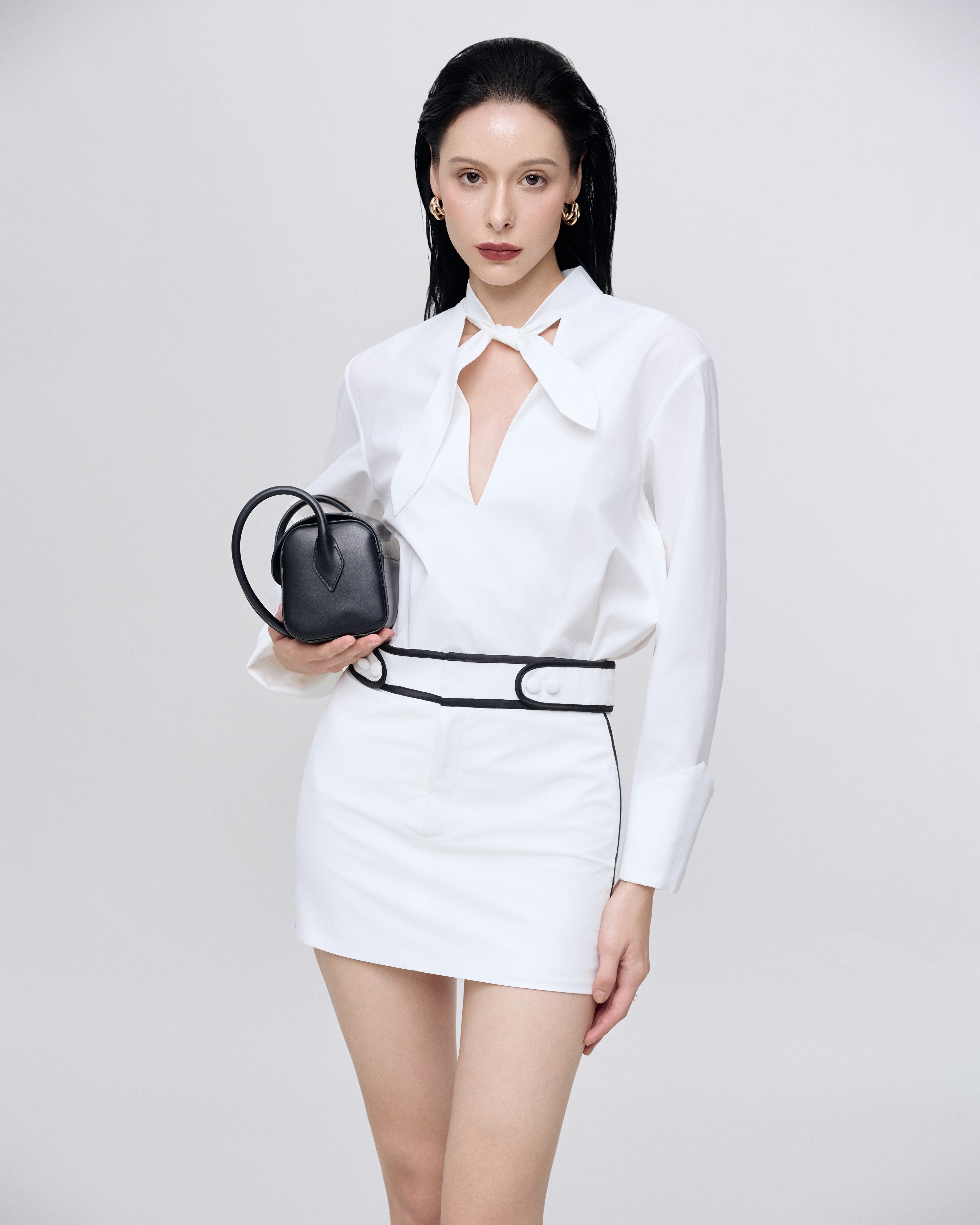 White Keyhole Ruffle Set