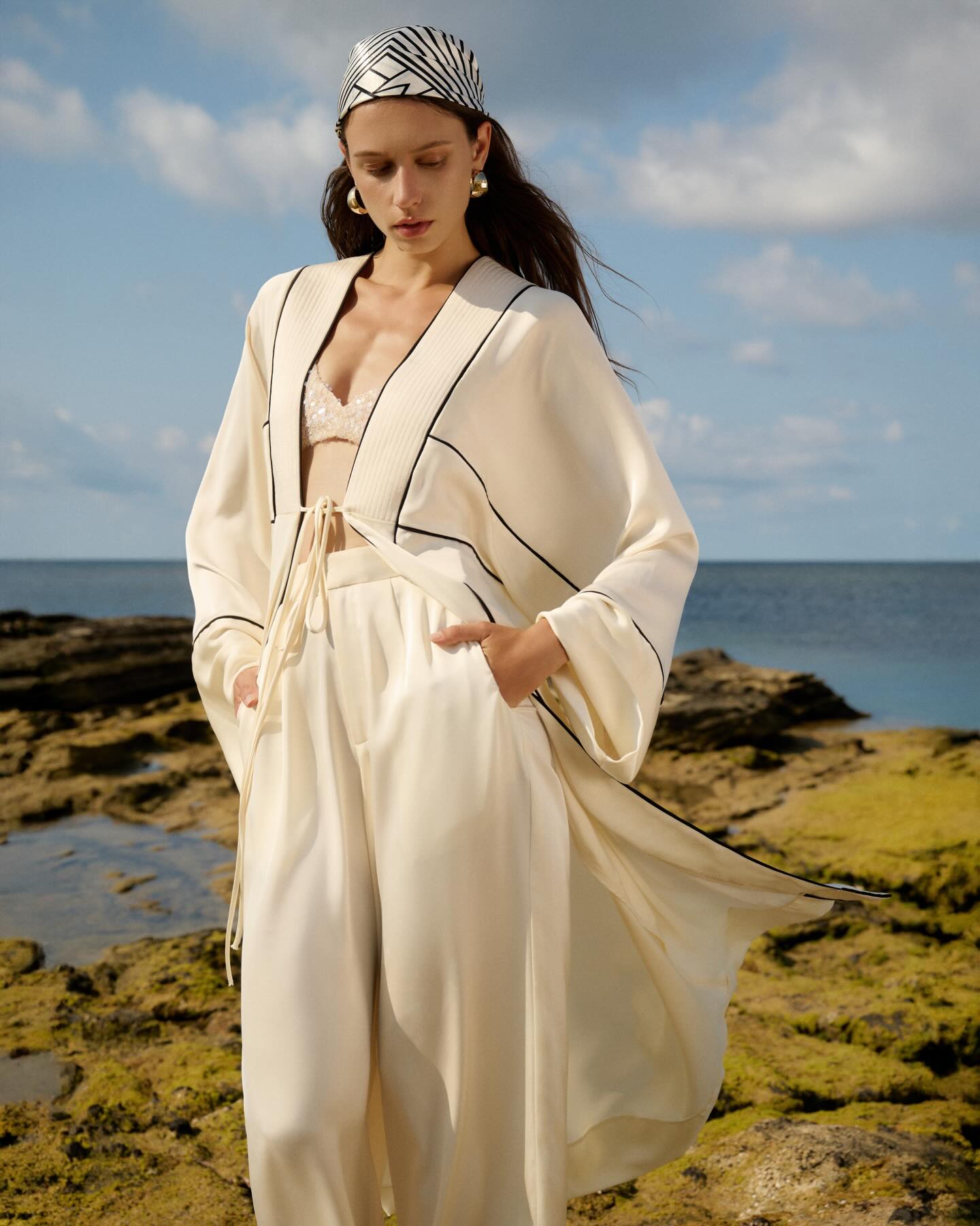 Ivory Belted Resort Coat