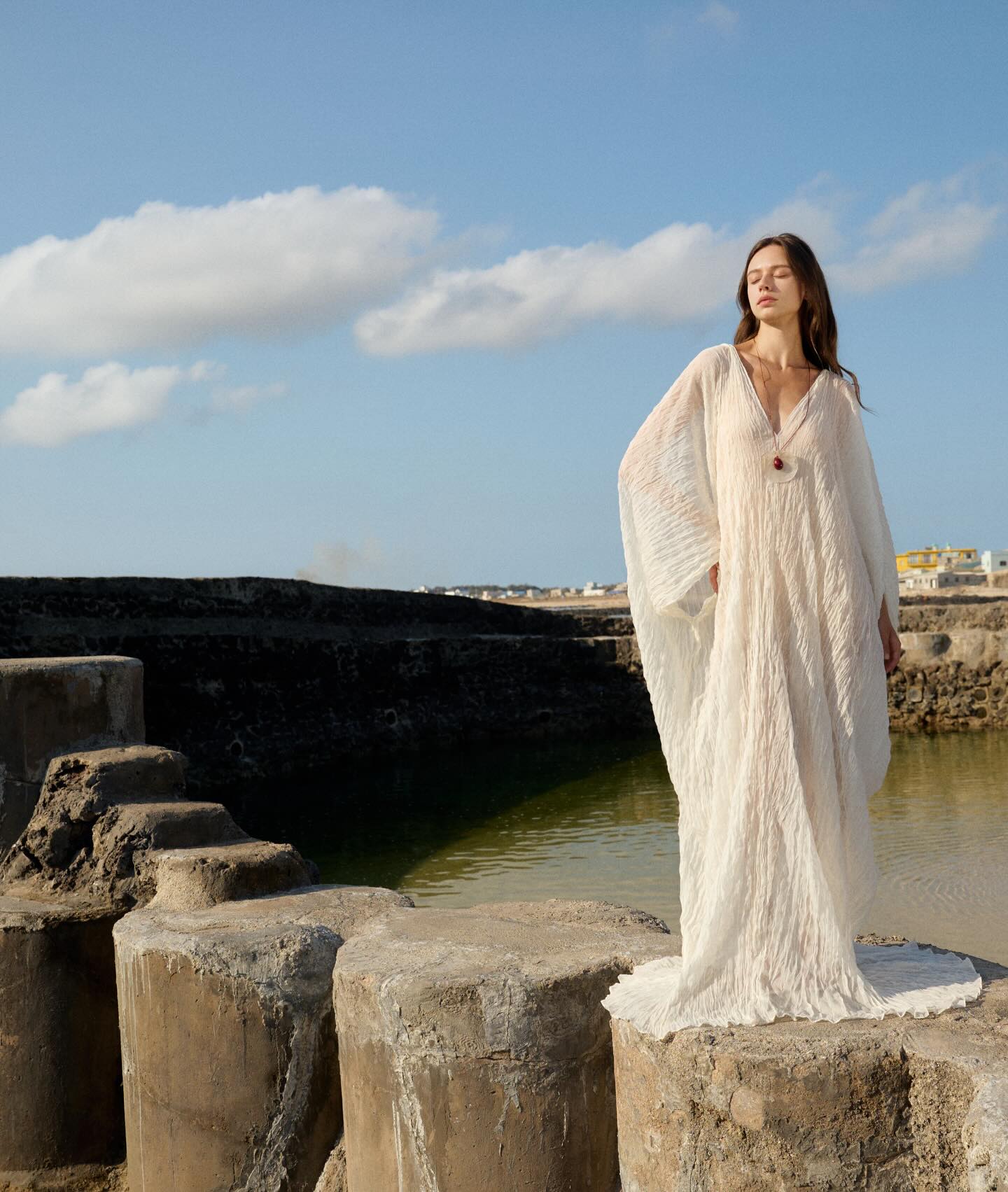 Ivory Sheer Cape Gown
