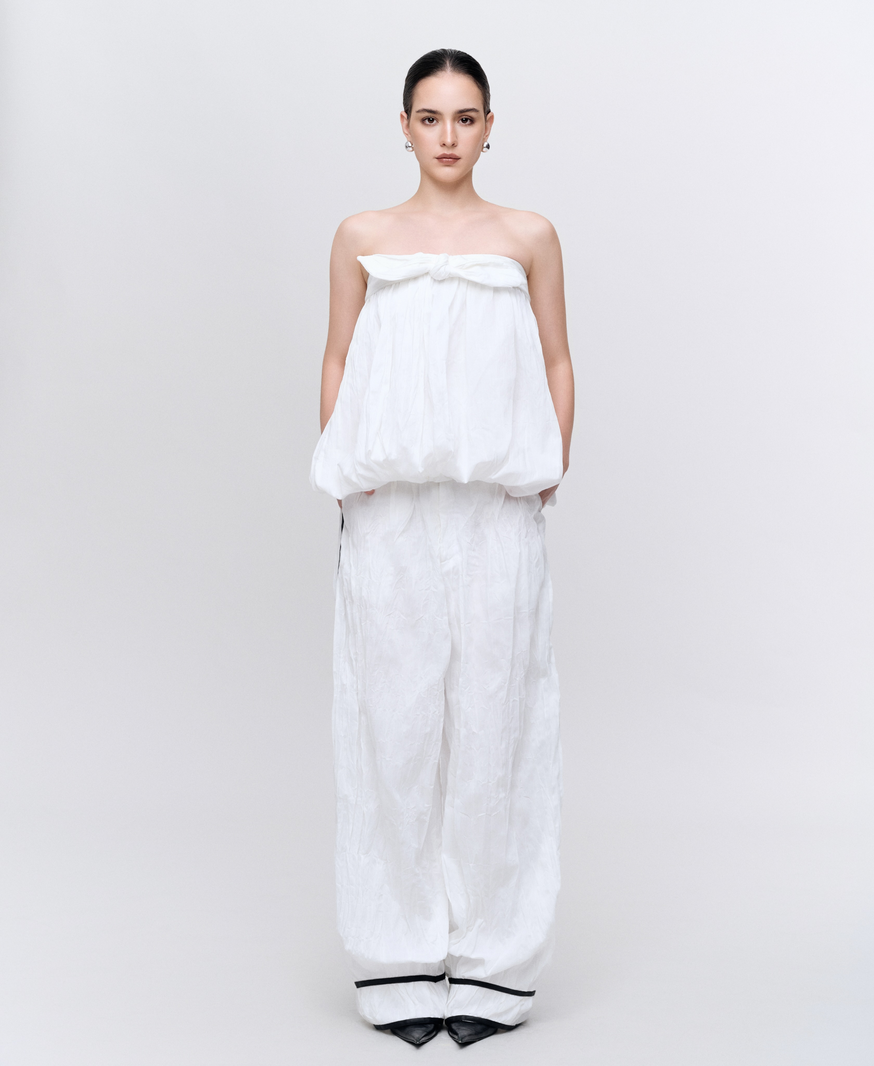 White Peplum Pants Set