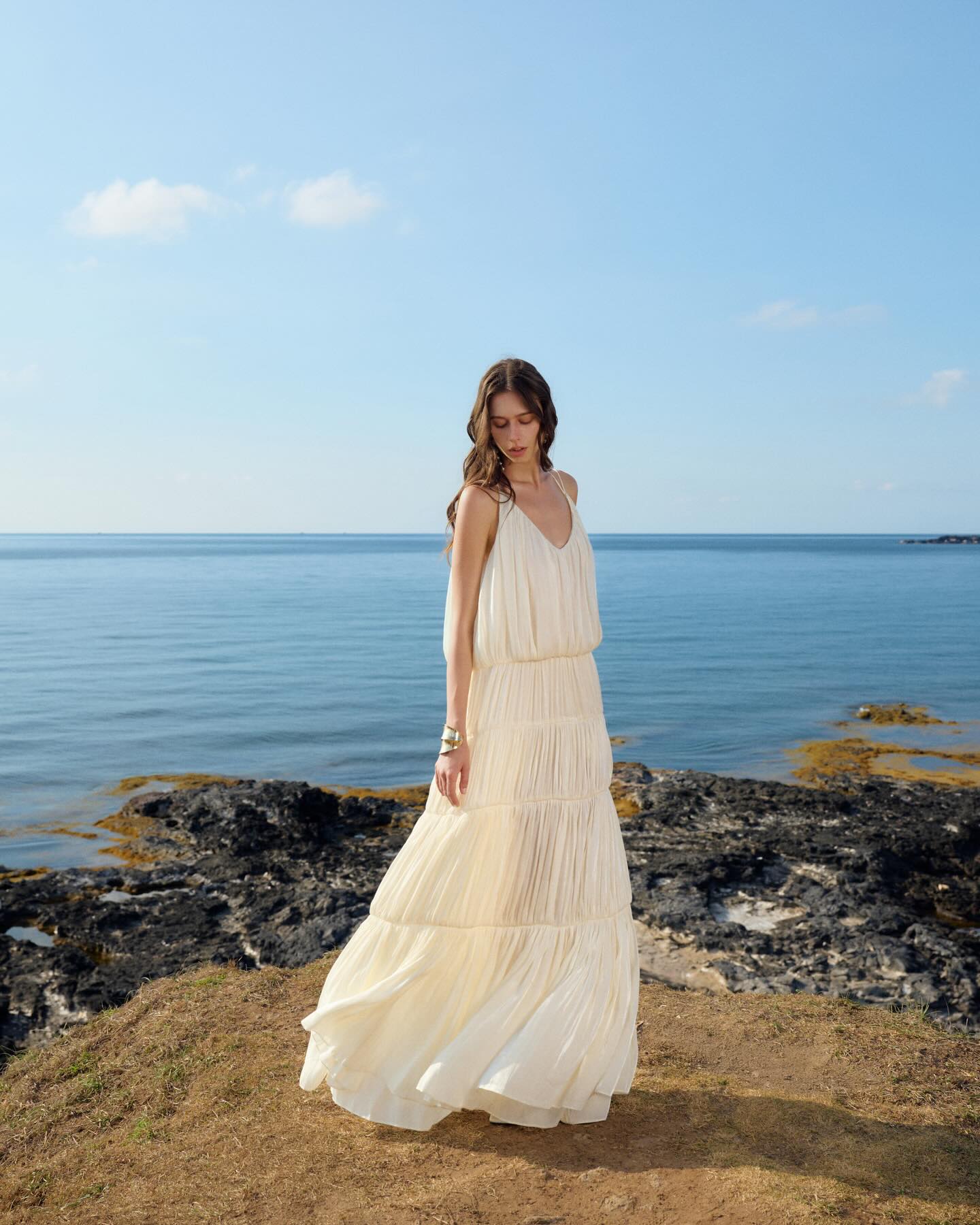 Ivory Tiered Beach Gown