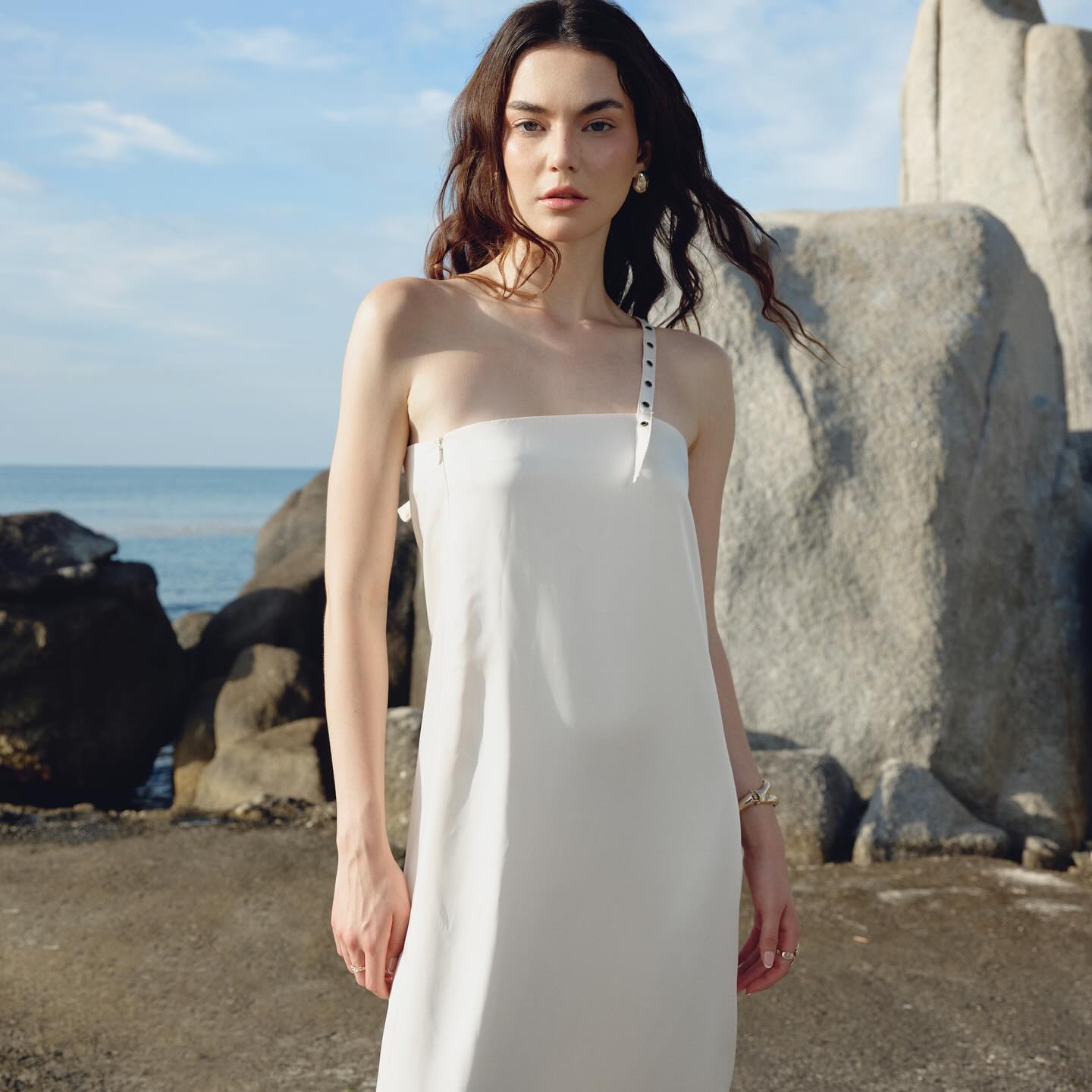 Ivory Satin Column Gown