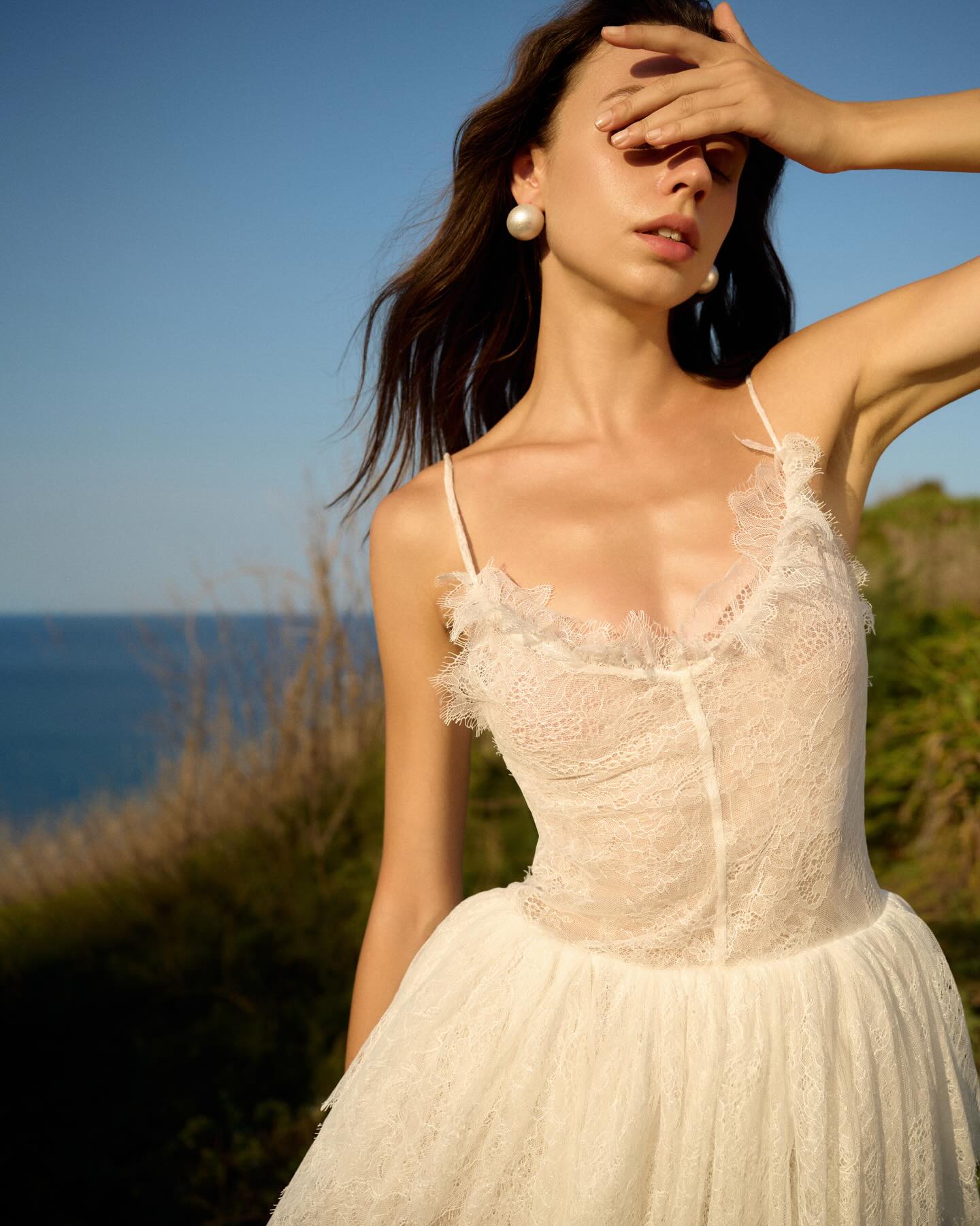 Ivory Plunge Ruffle Mini Dress