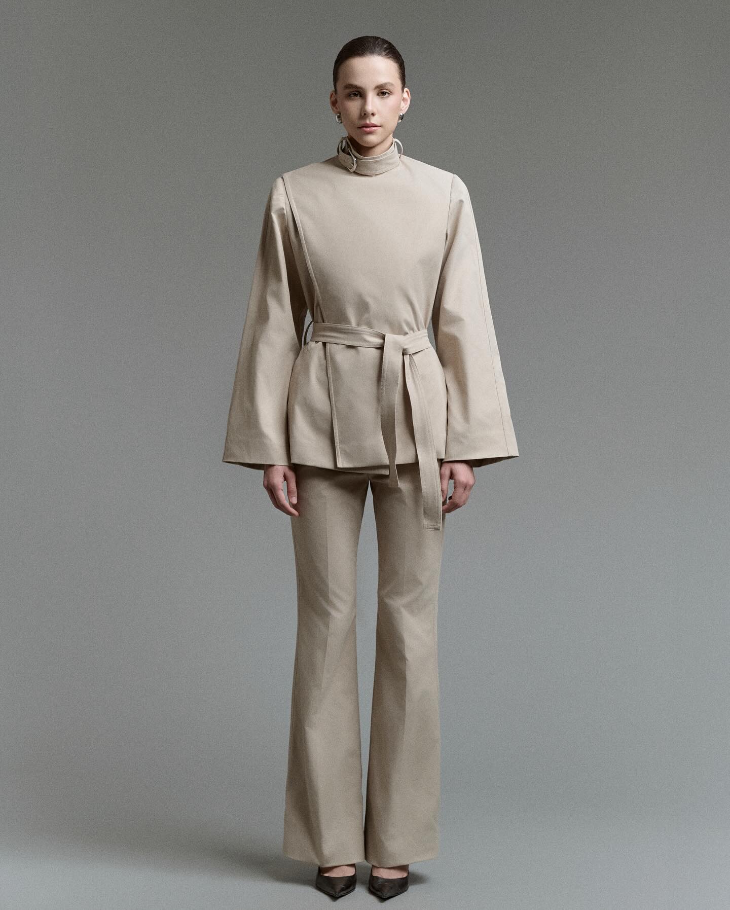 Beige Cape Trench Coat _ BOTTOM