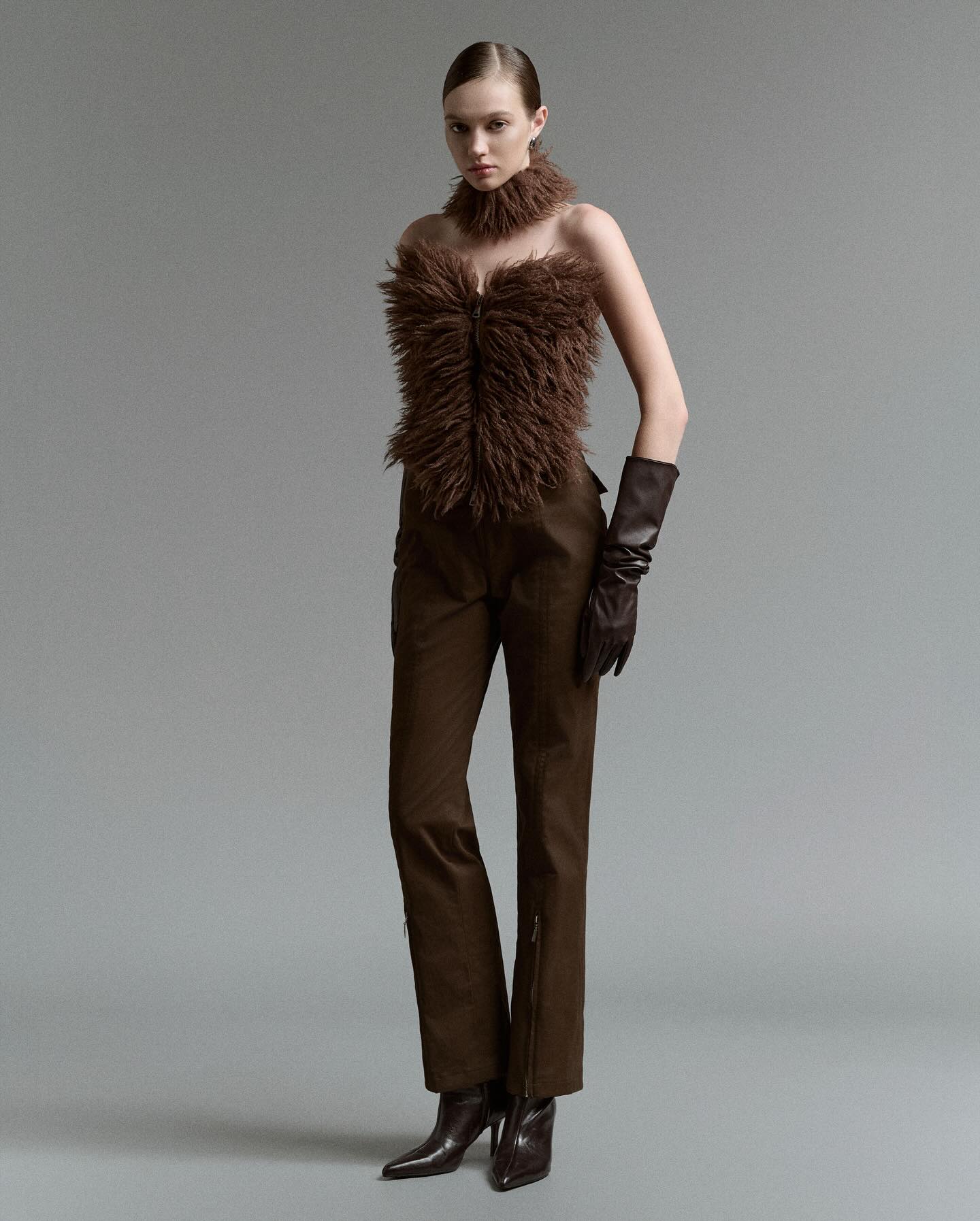 Brown Silk Trousers _ BOTTOM _ OUTSTOCK