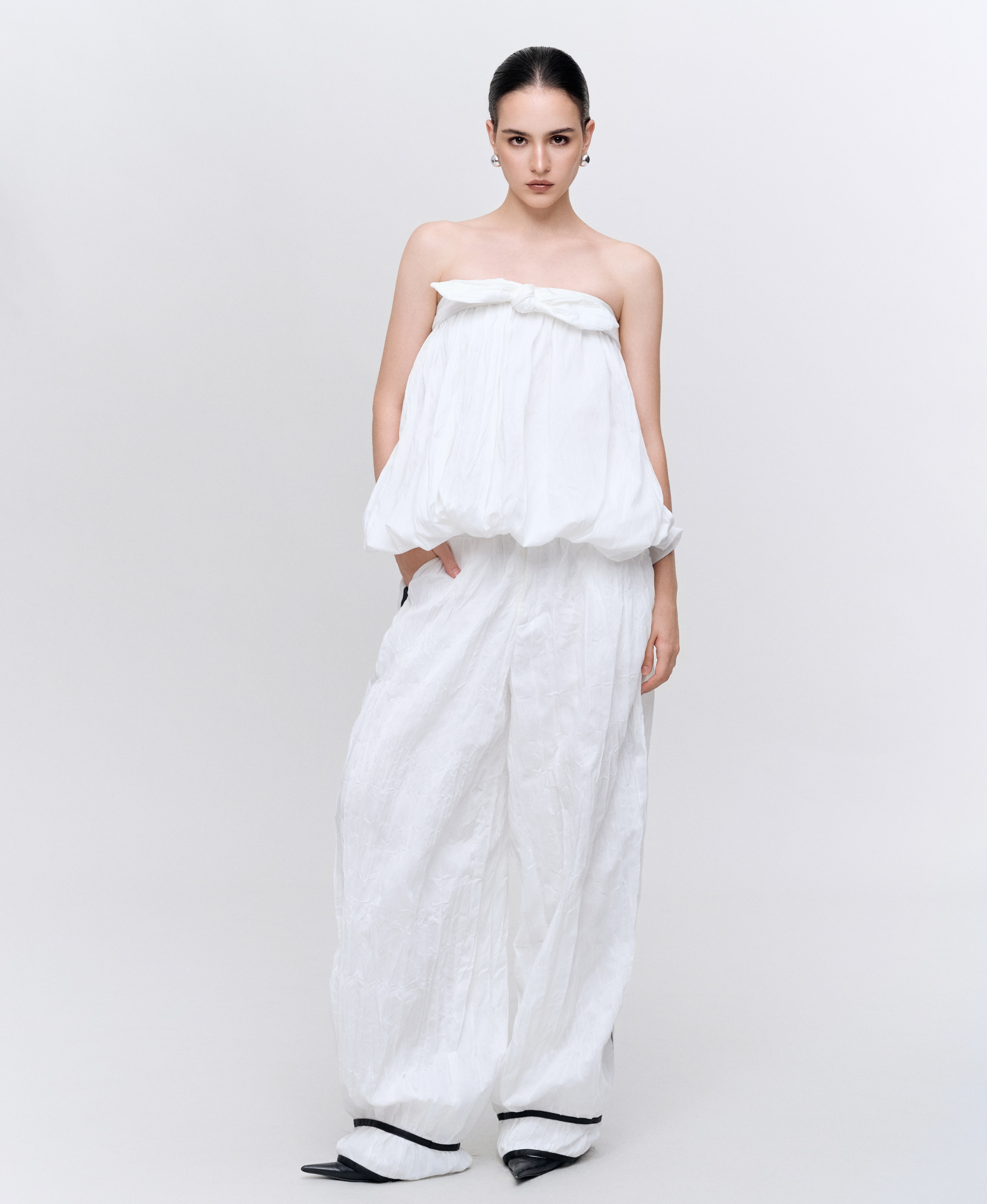 White Peplum Pants Set