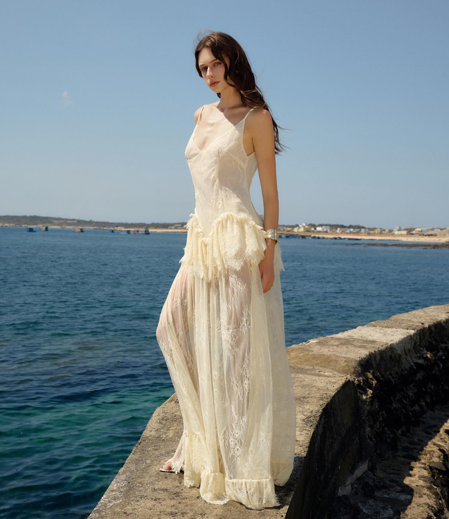 Ivory Lace Tiered Gown