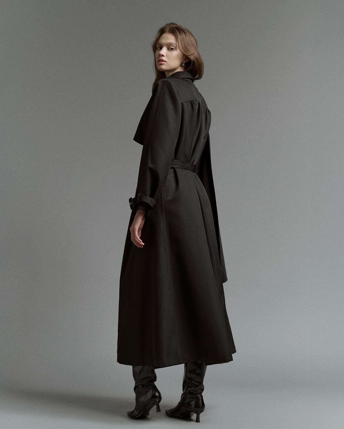 Black Wool Trench Coat